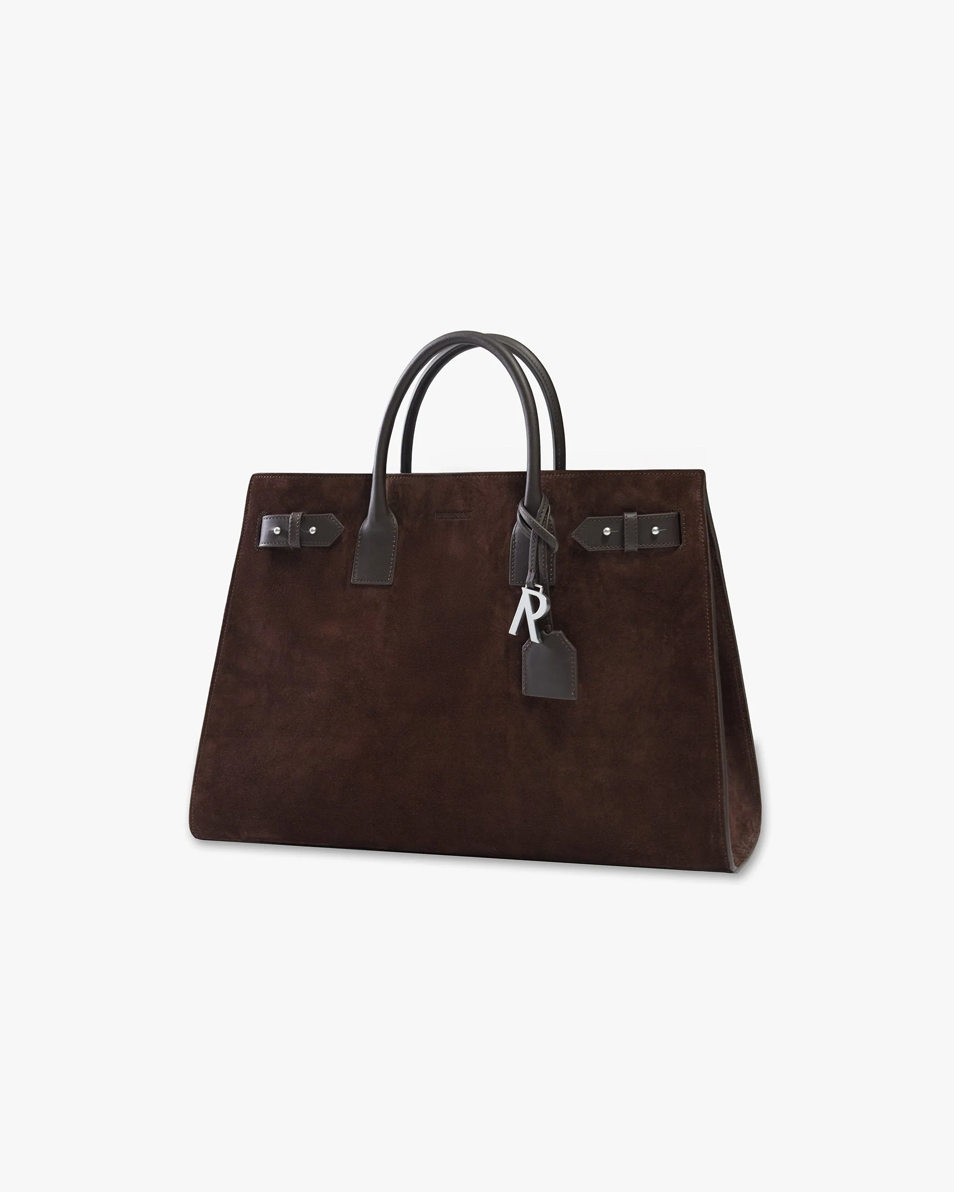 Suede Leather Tote Bag - Brown - Image 2