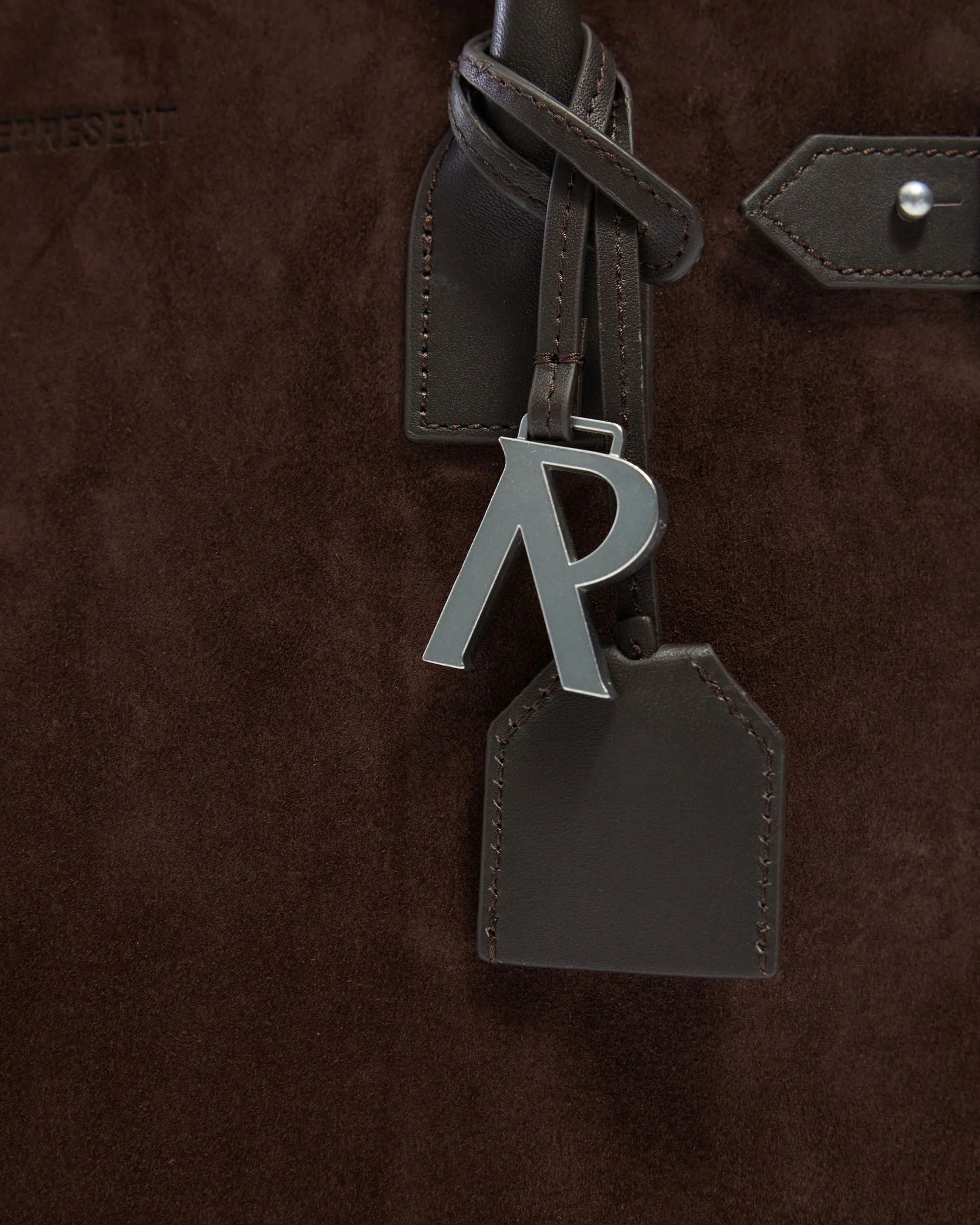 Suede Leather Tote Bag - Brown - Image 4