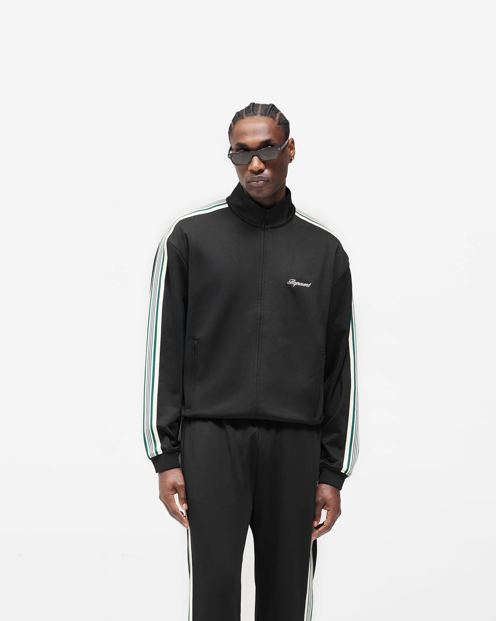 Taped Track Jacket - Jet Black - Image 3