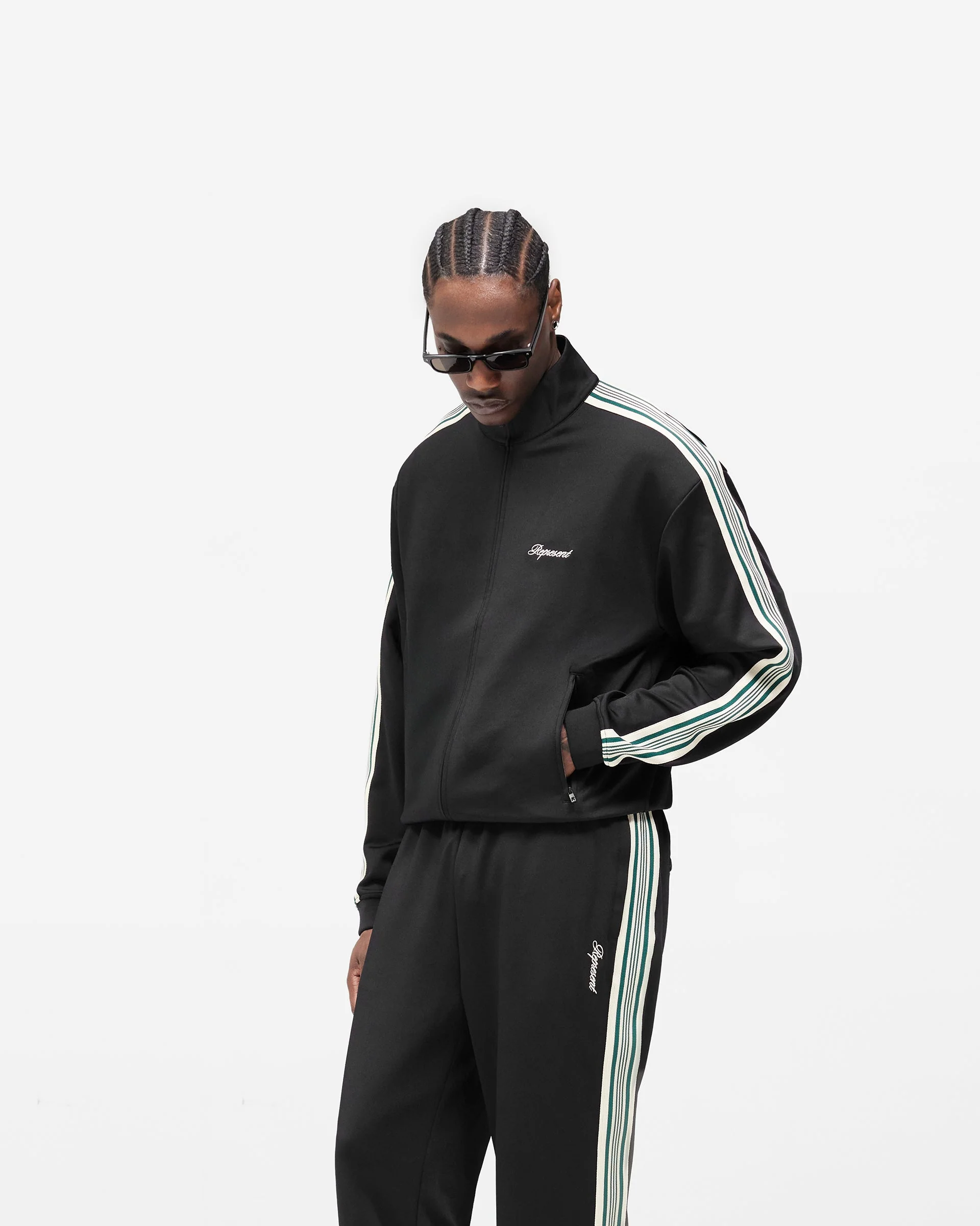 Taped Track Jacket - Jet Black - Image 4