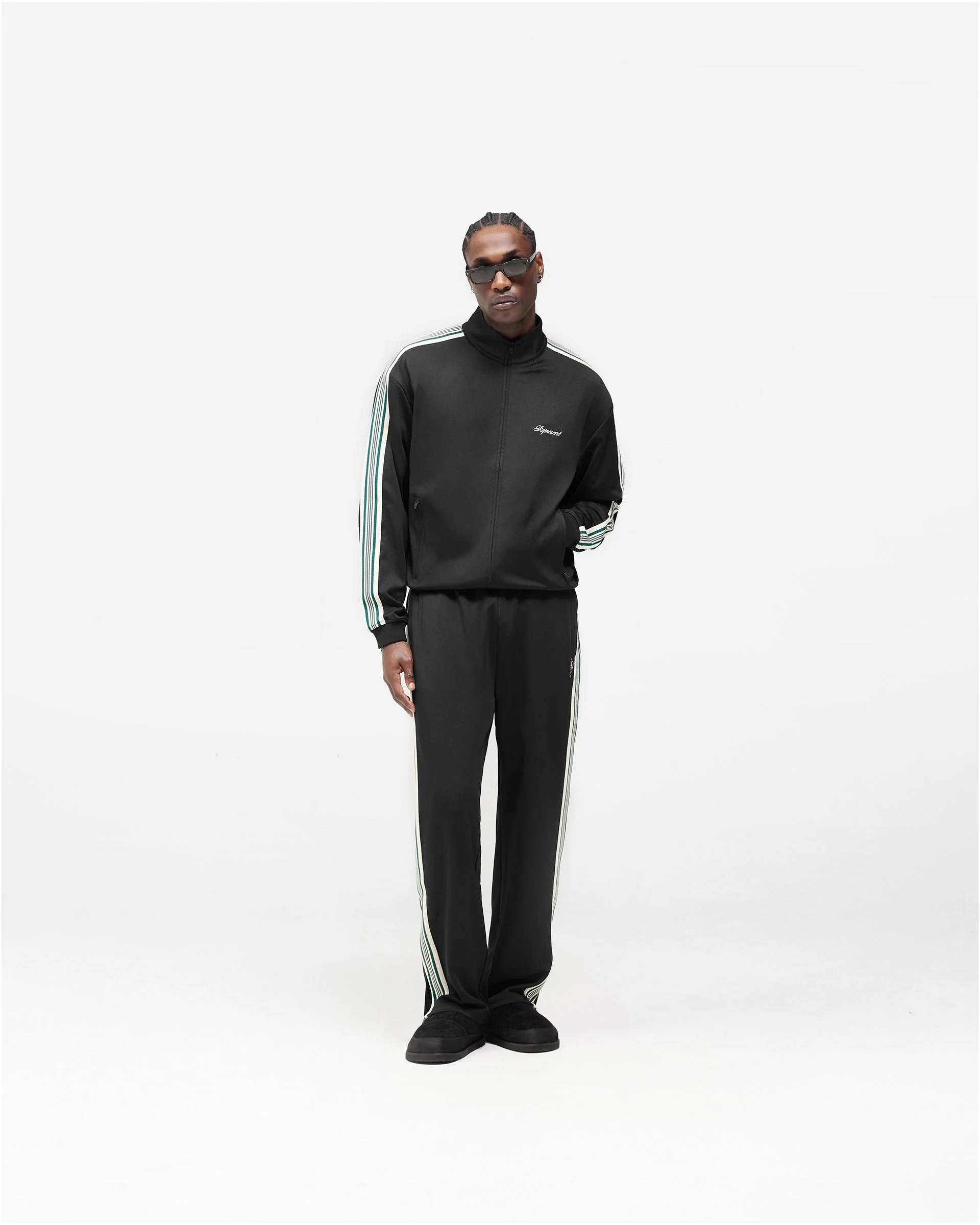 Taped Track Jacket - Jet Black - Image 8