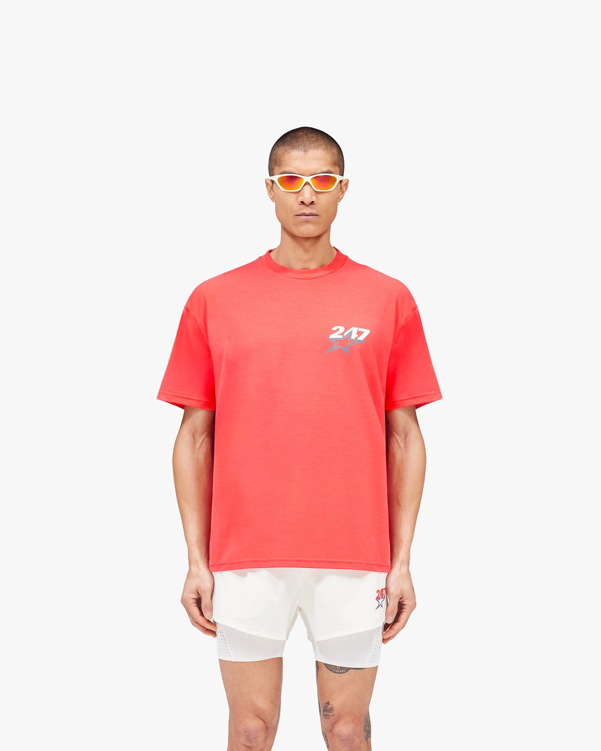 Team 247 Star Oversized T-Shirt - Racing Red - Image 3