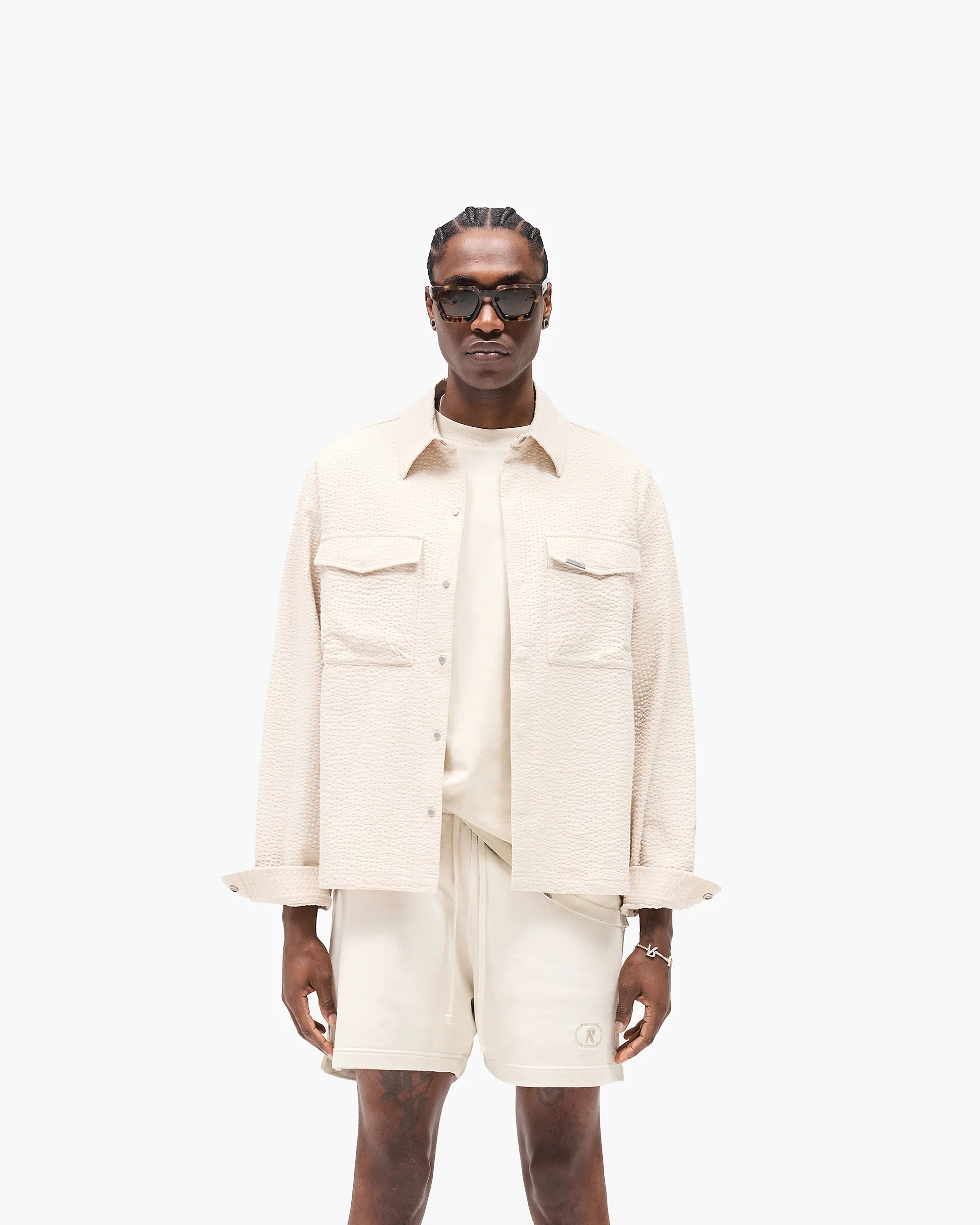 Textured Long Sleeve Shirt - Champagne - Image 3