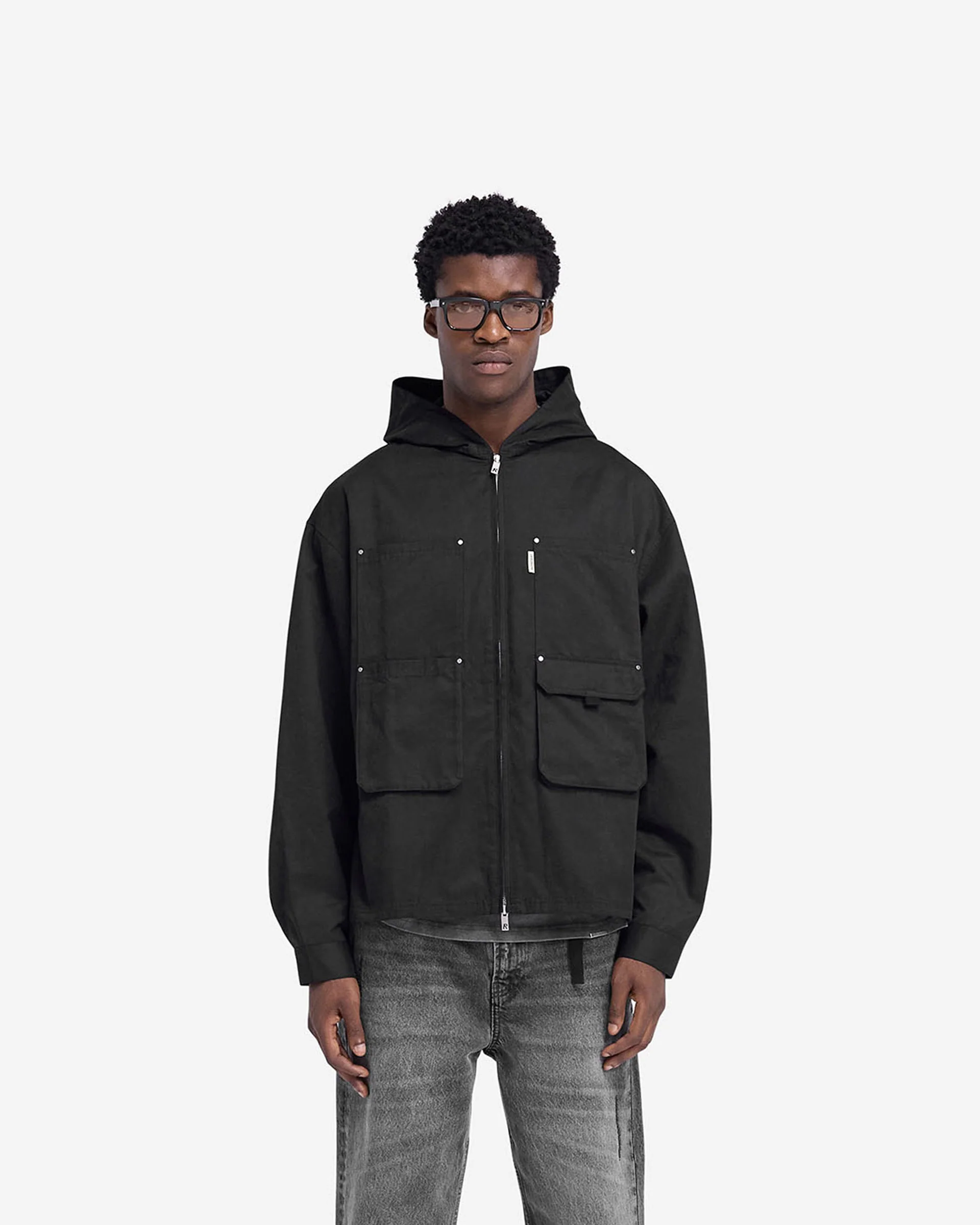 Utility Hooded Shirt - Jet Black - Image 3