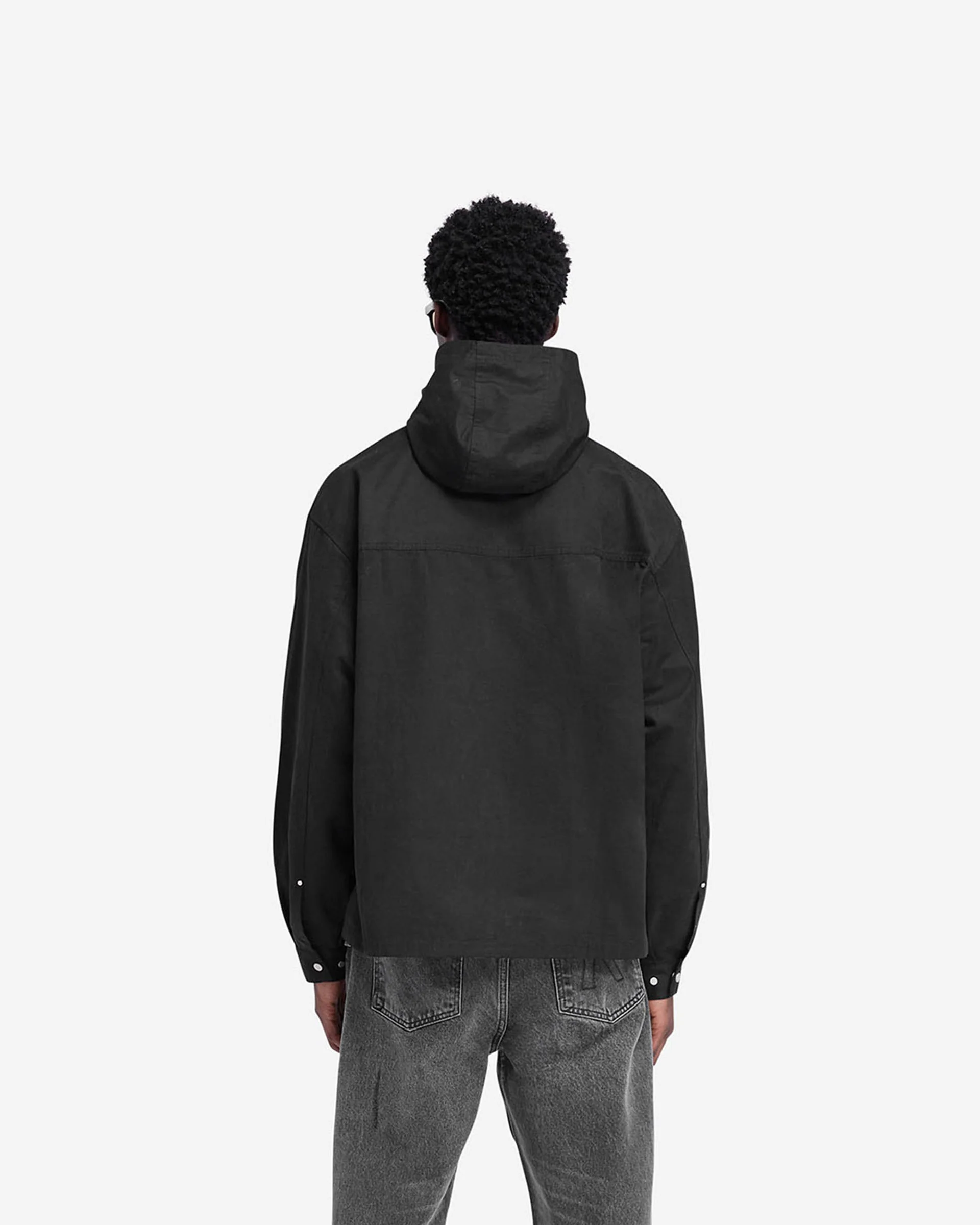 Utility Hooded Shirt - Jet Black - Image 4