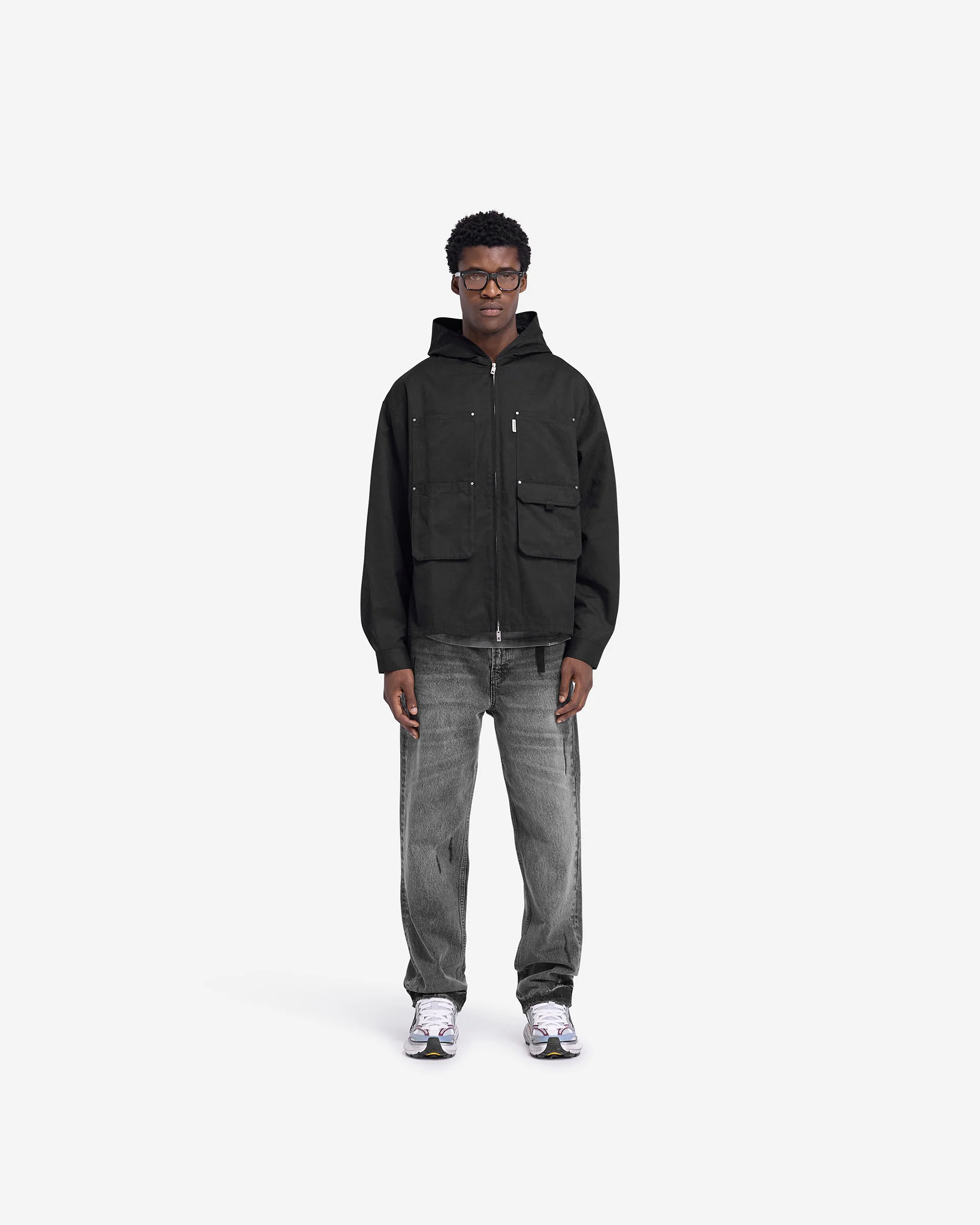 Utility Hooded Shirt - Jet Black - Image 5