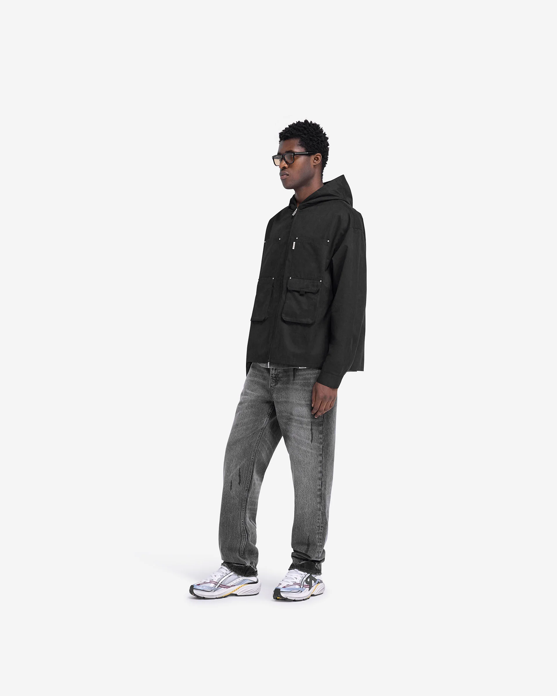 Utility Hooded Shirt - Jet Black - Image 6