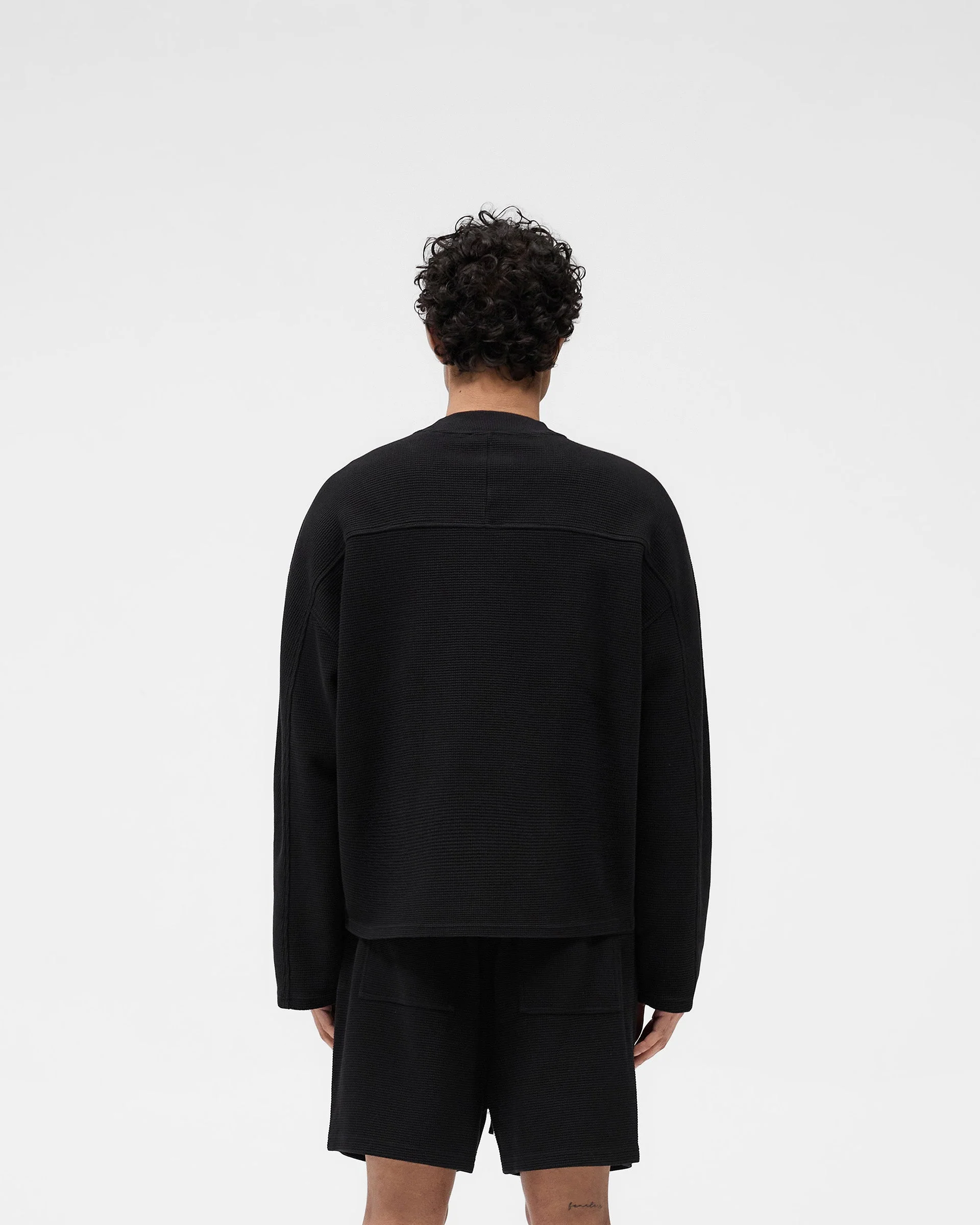 Waffle Long Sleeve T-Shirt - Black - Image 4