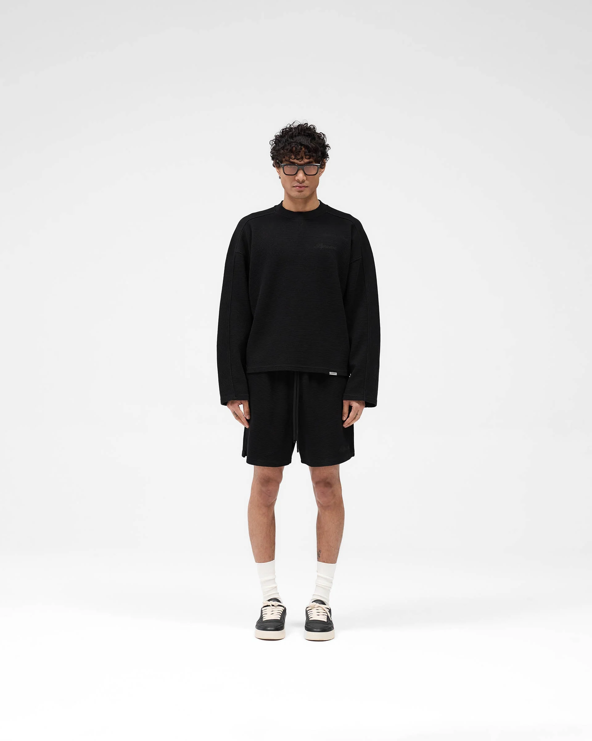 Waffle Long Sleeve T-Shirt - Black - Image 5