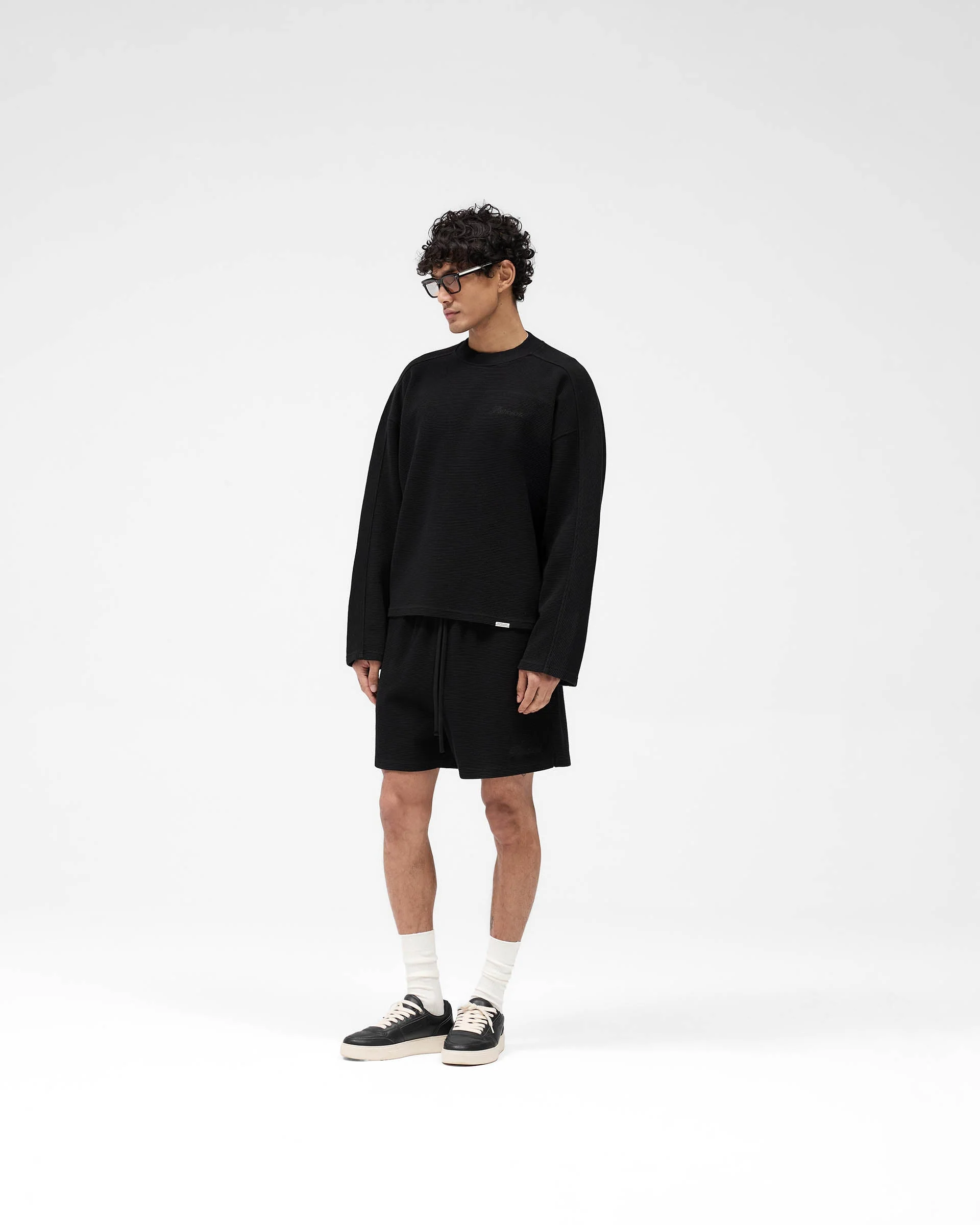 Waffle Long Sleeve T-Shirt - Black - Image 7