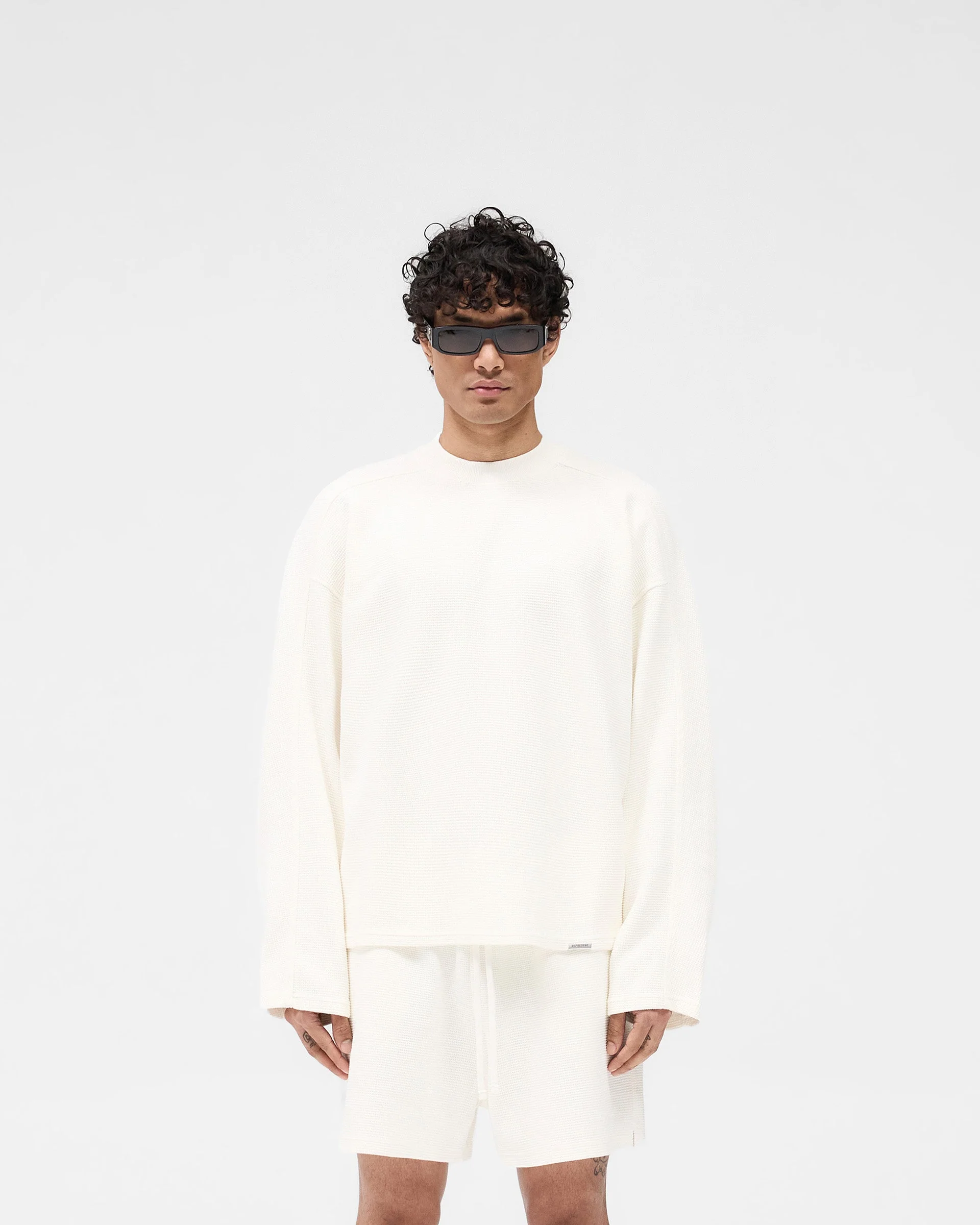 Waffle Long Sleeve T-Shirt - Flat White - Image 3