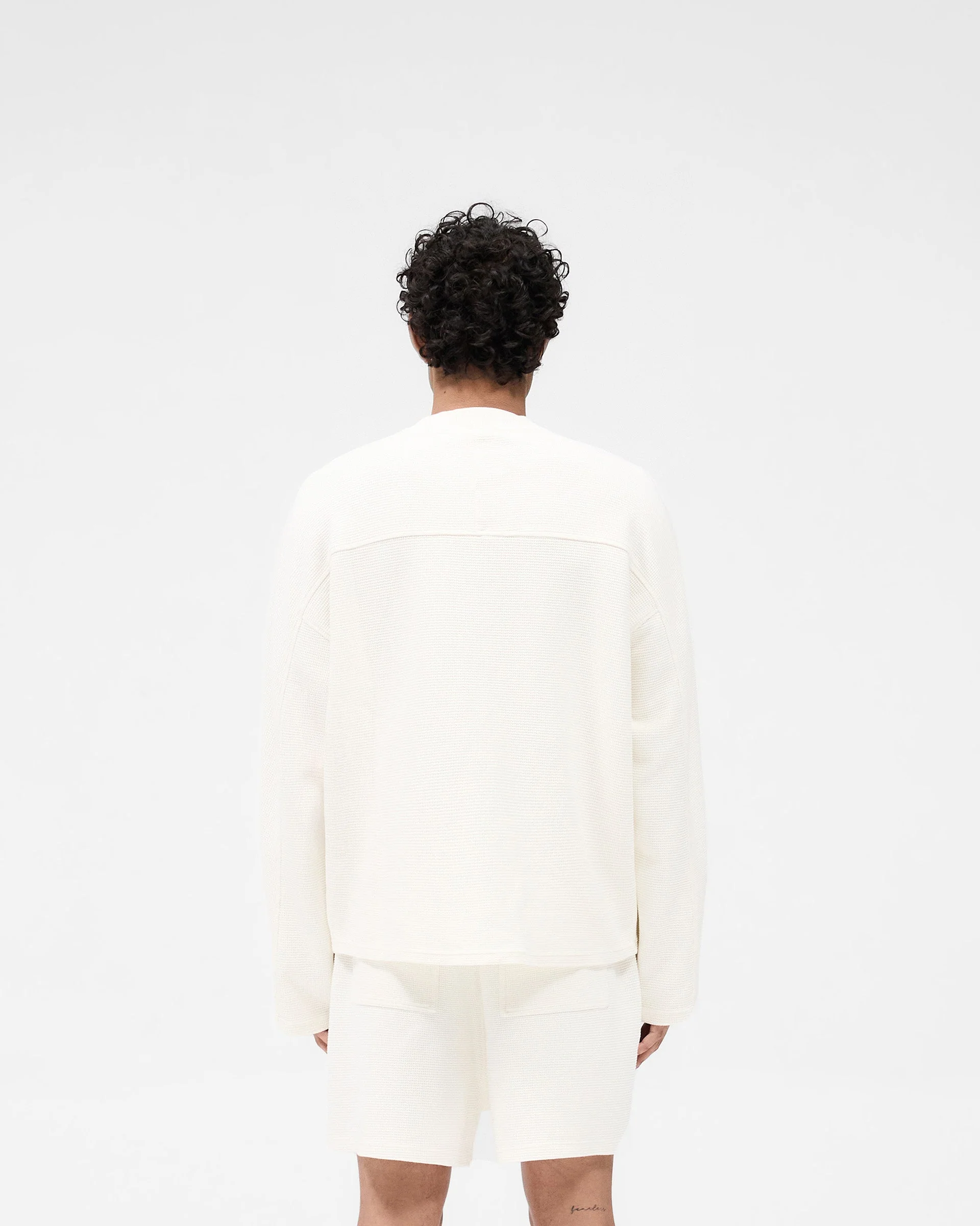 Waffle Long Sleeve T-Shirt - Flat White - Image 4