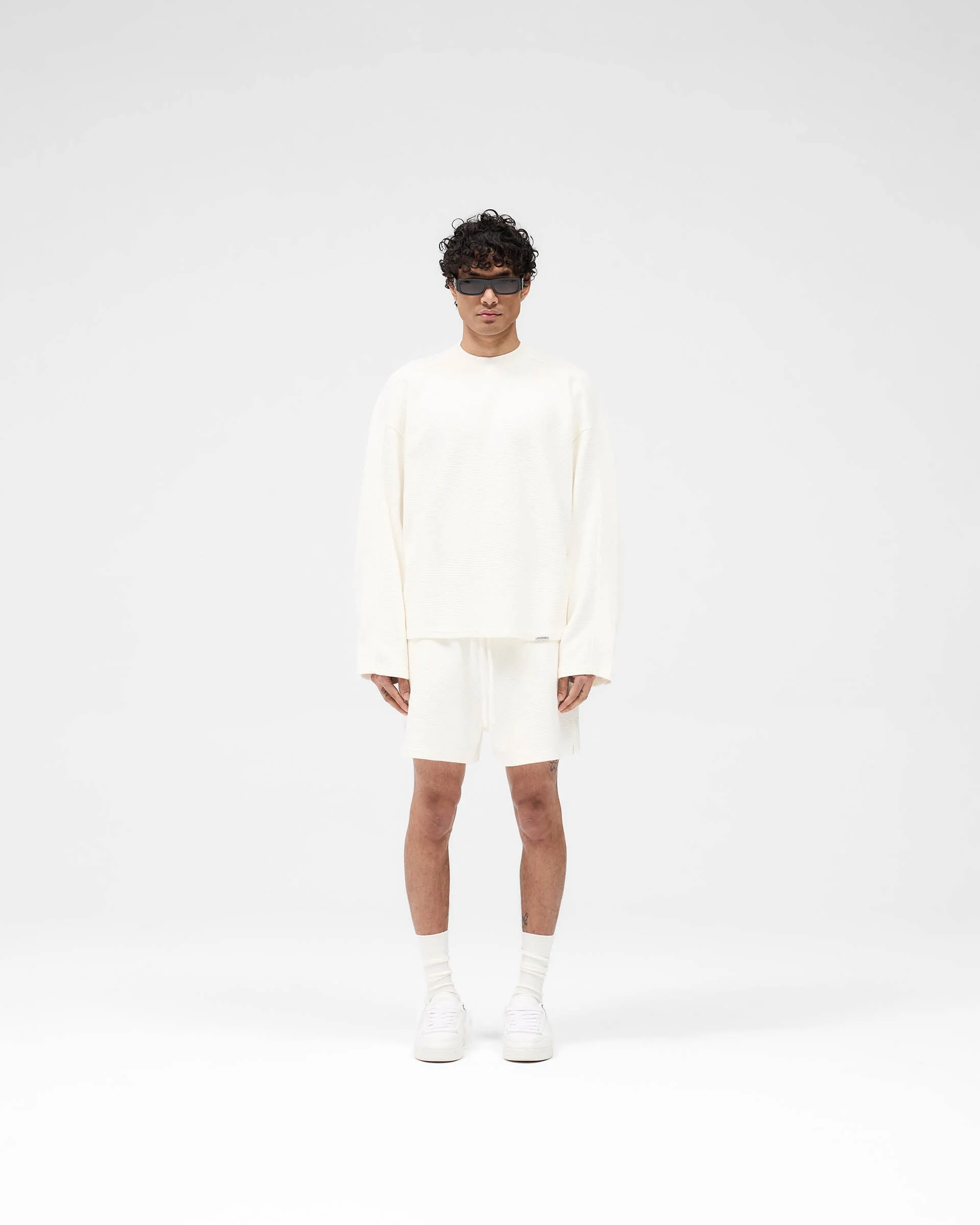 Waffle Long Sleeve T-Shirt - Flat White - Image 5