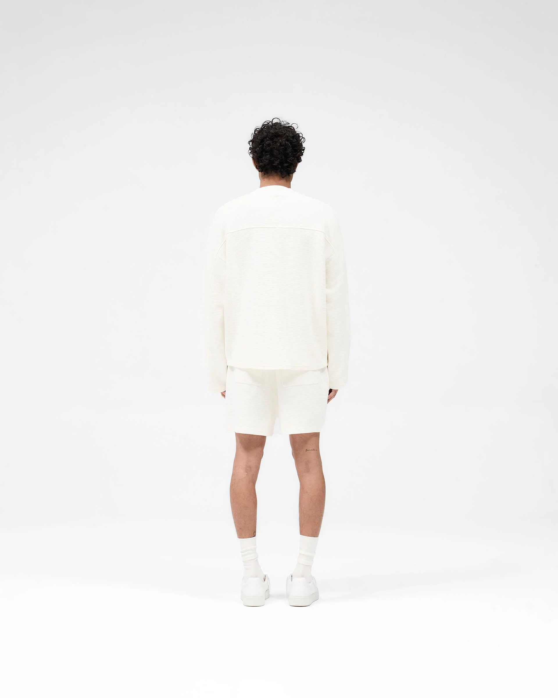 Waffle Long Sleeve T-Shirt - Flat White - Image 6