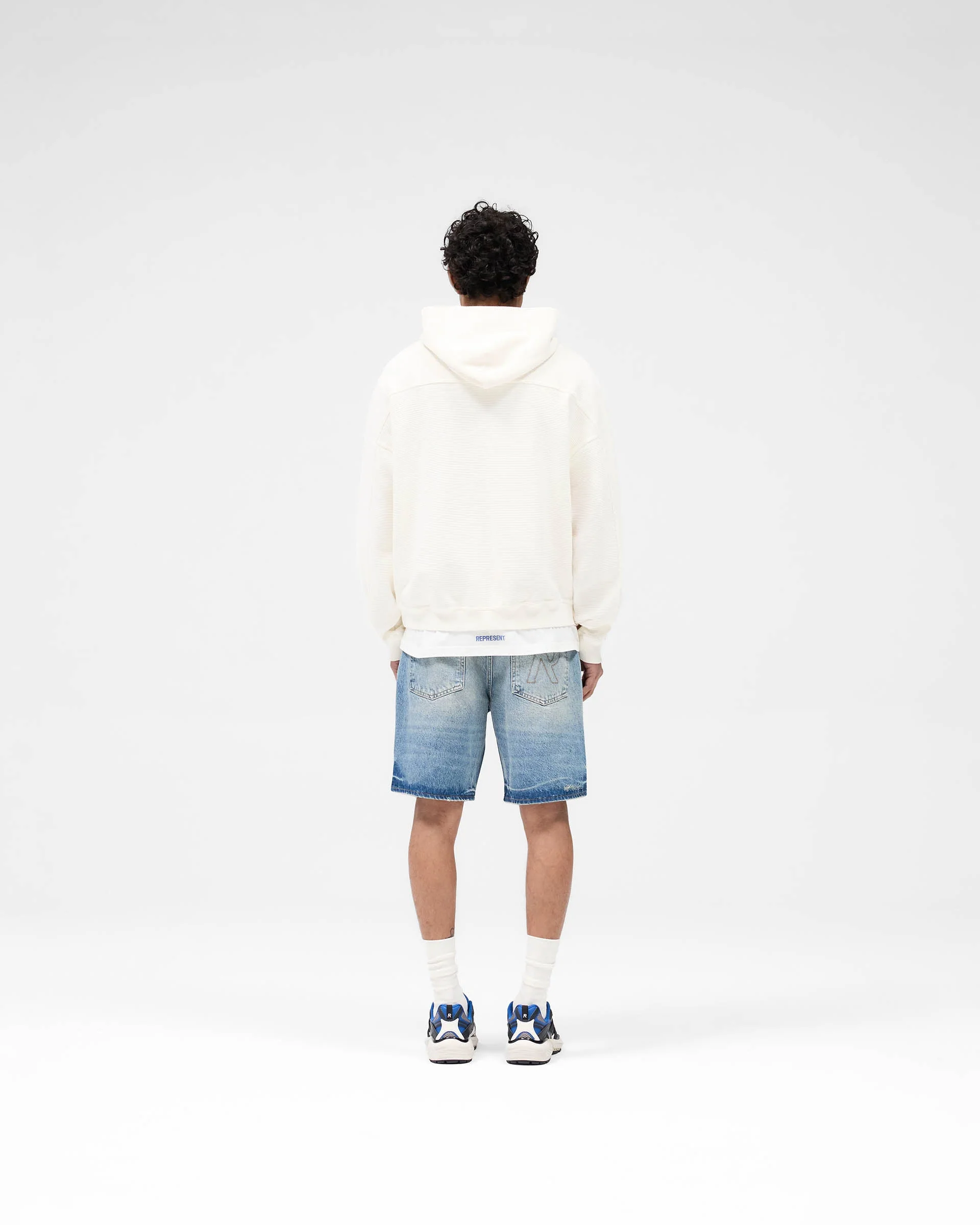 Waffle Zip Through Hoodie - Flat White - Image 7
