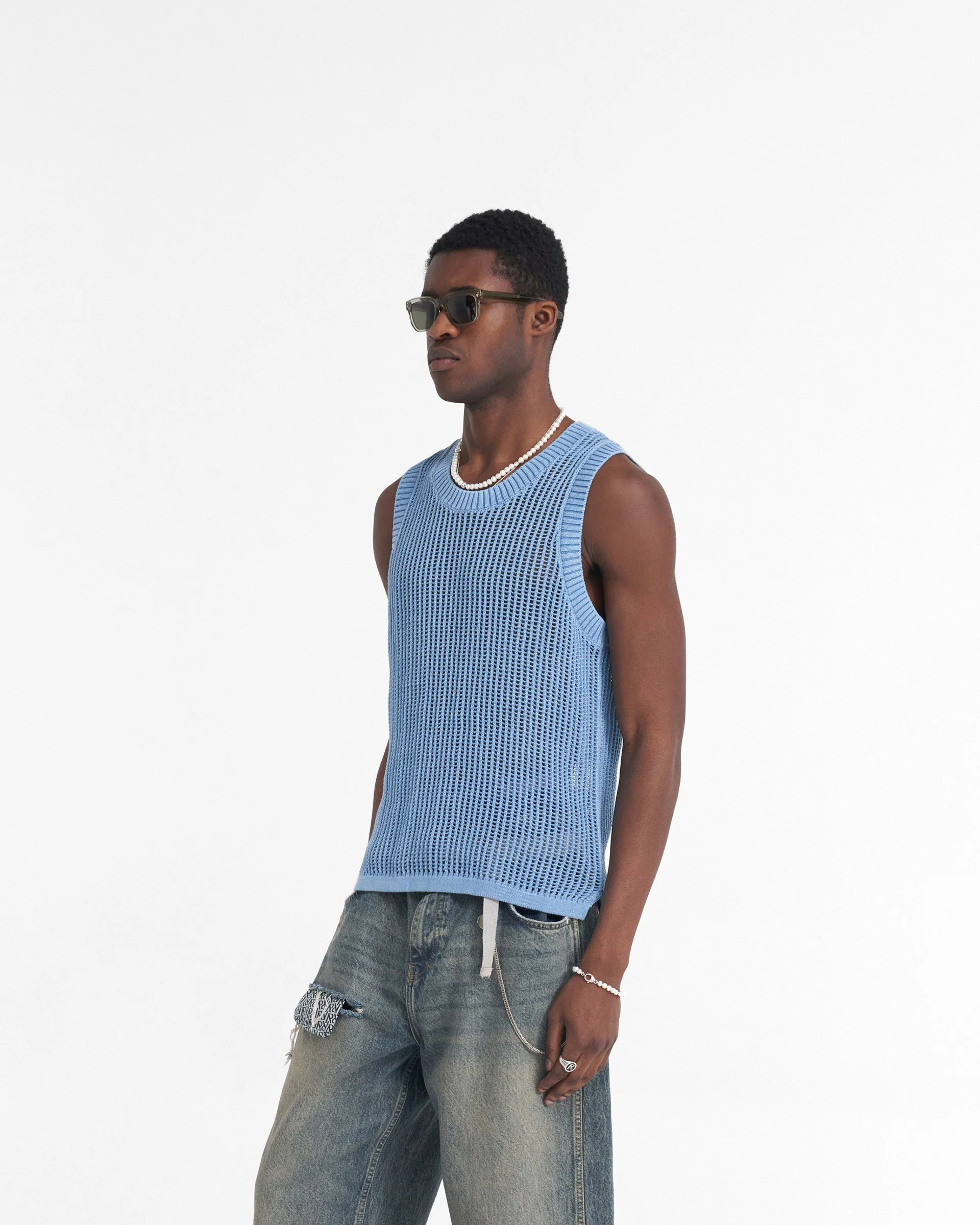 Washed Knit Vest - Sky Blue - Image 2