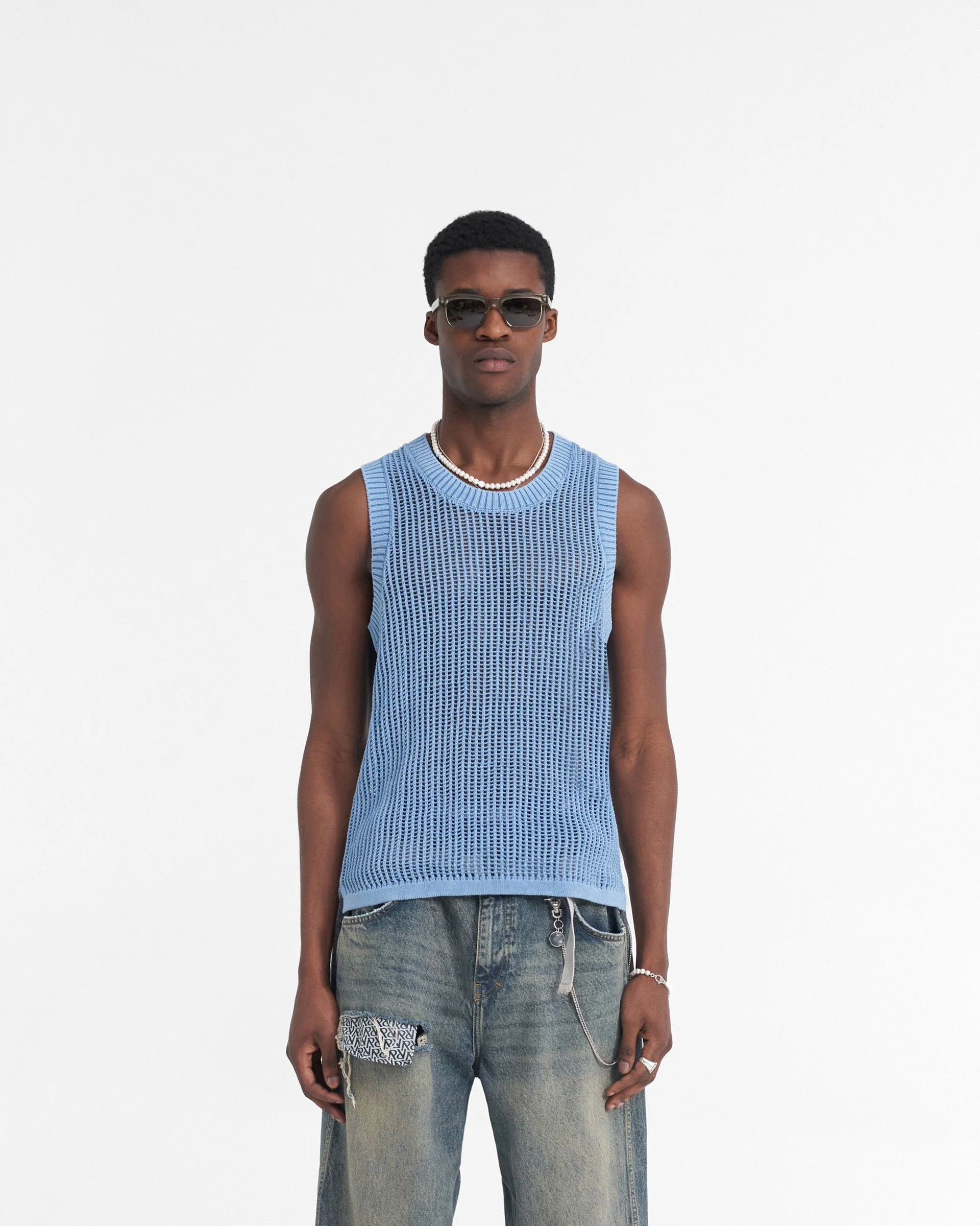 Washed Knit Vest - Sky Blue - Image 3
