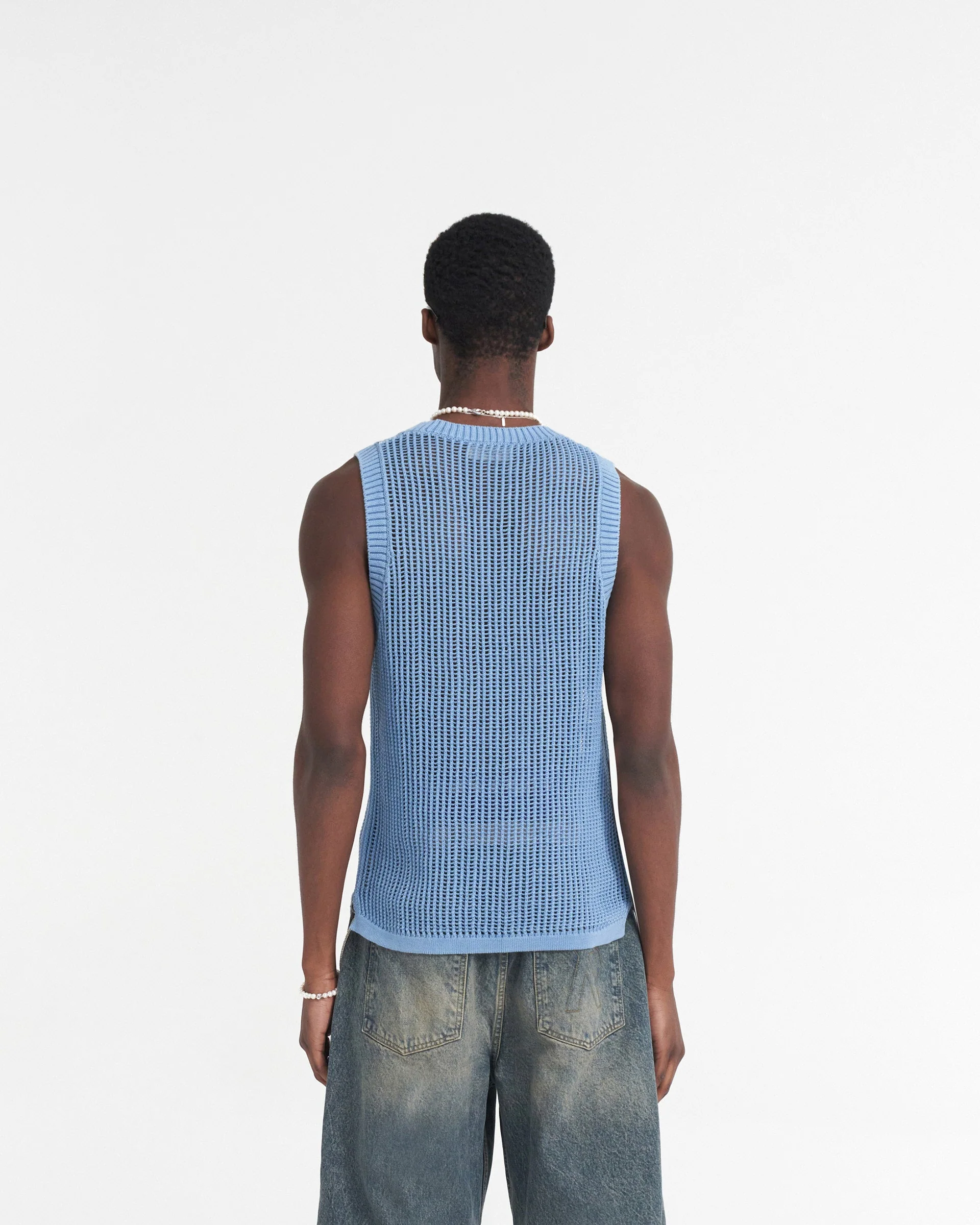 Washed Knit Vest - Sky Blue - Image 4