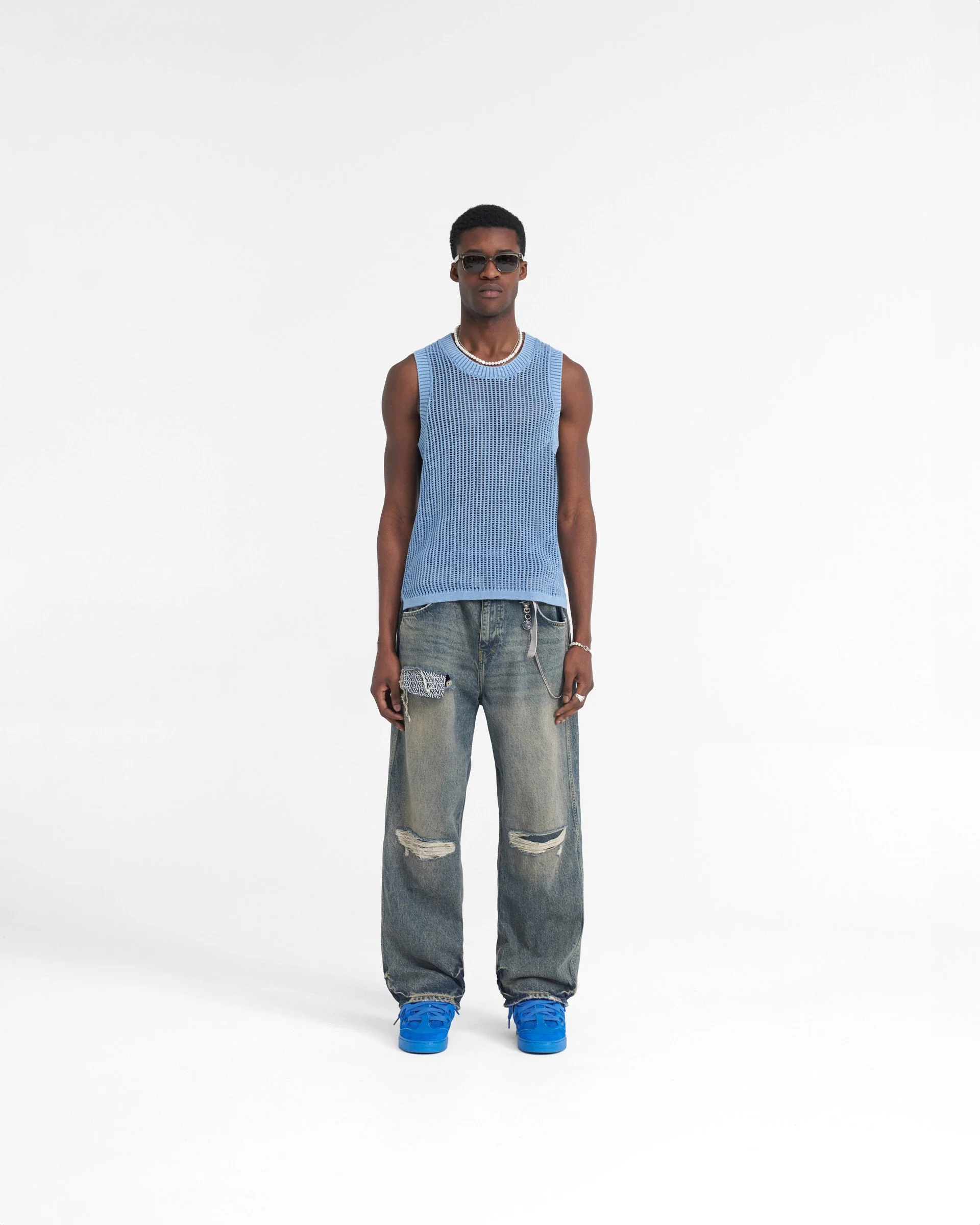 Washed Knit Vest - Sky Blue - Image 5