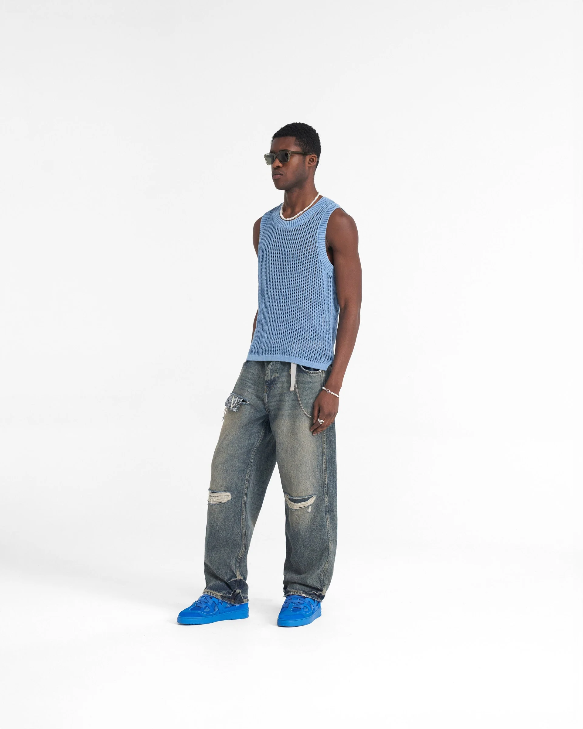 Washed Knit Vest - Sky Blue - Image 6