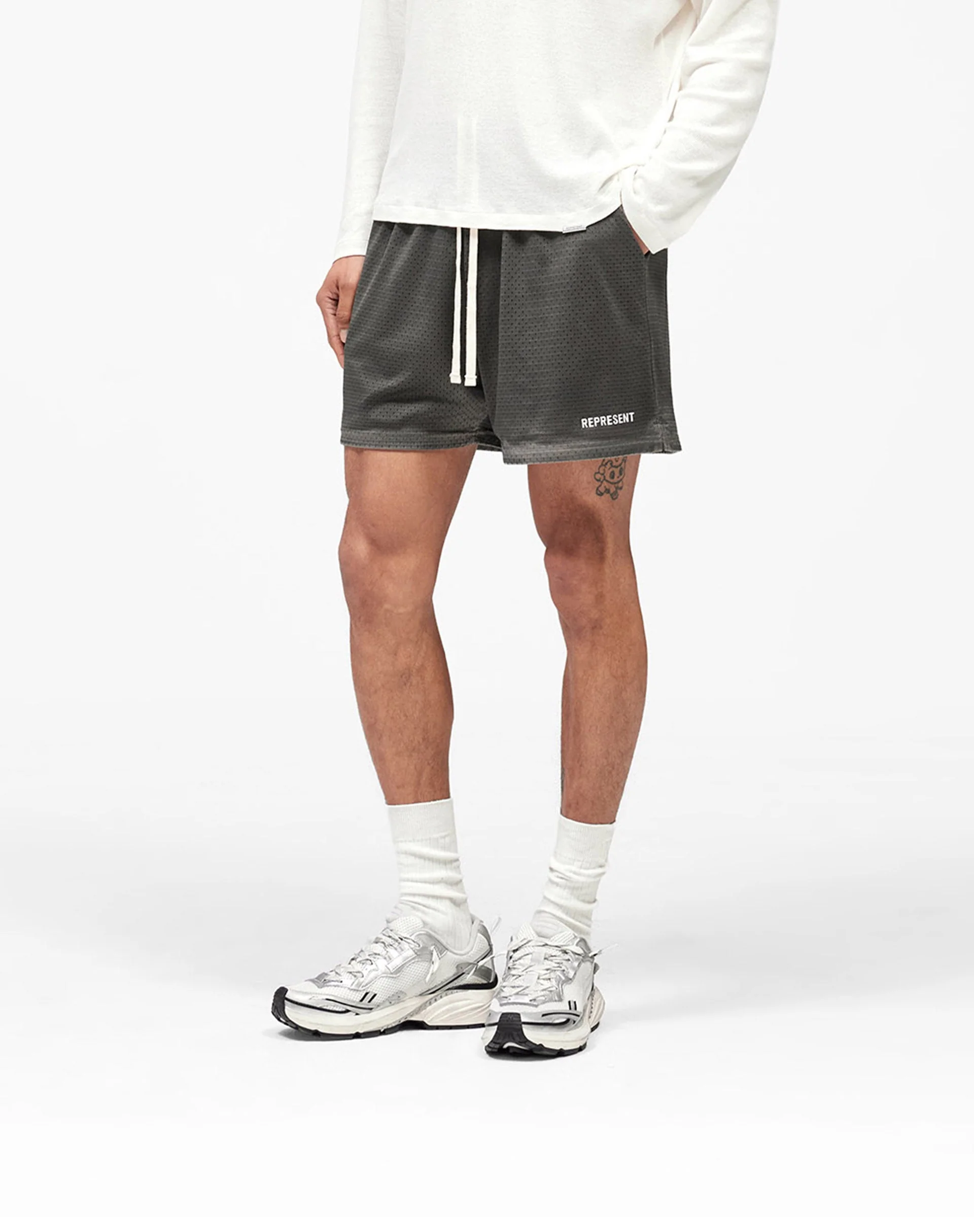 Washed Mesh Shorts - Vintage Grey - Image 2