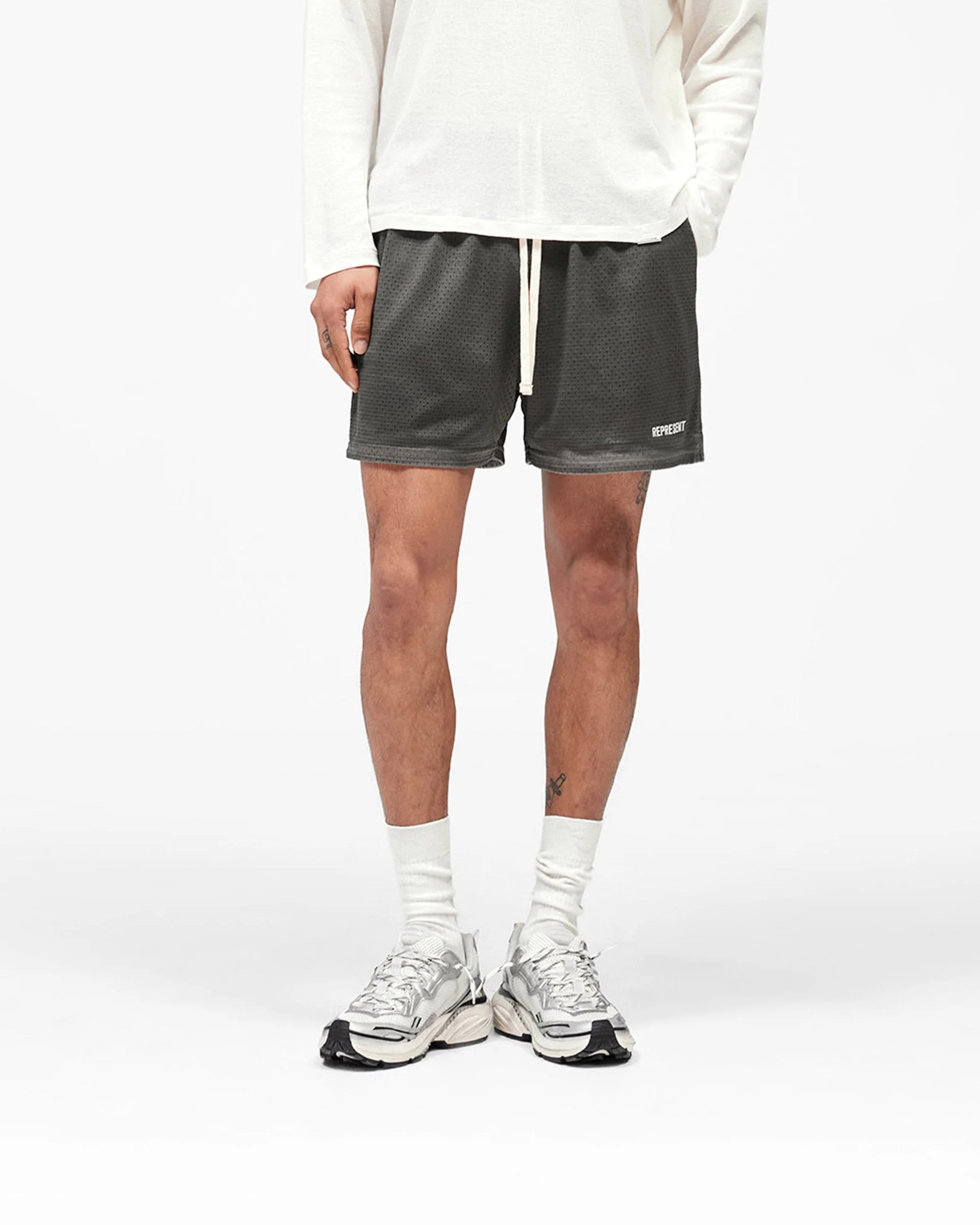 Washed Mesh Shorts - Vintage Grey - Image 3