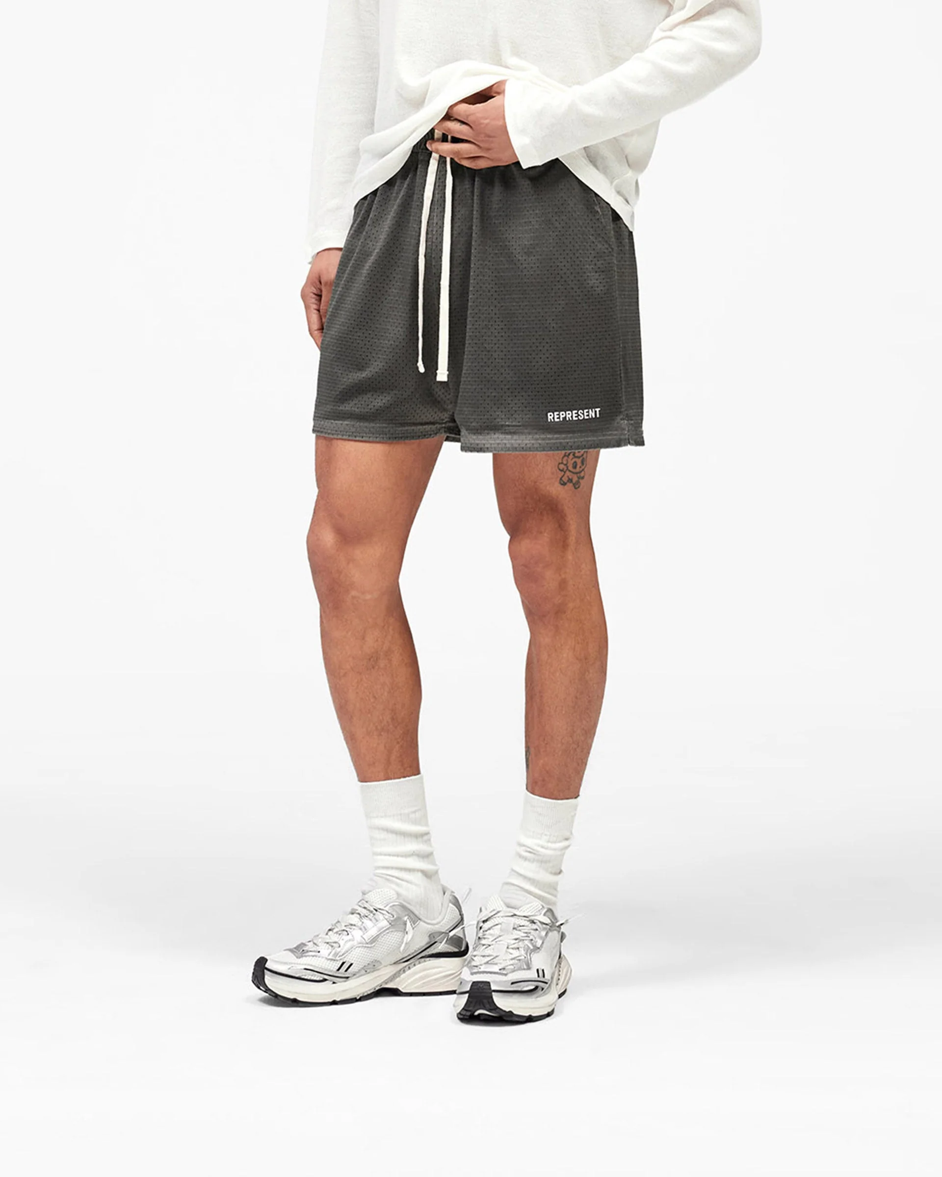 Washed Mesh Shorts - Vintage Grey - Image 4