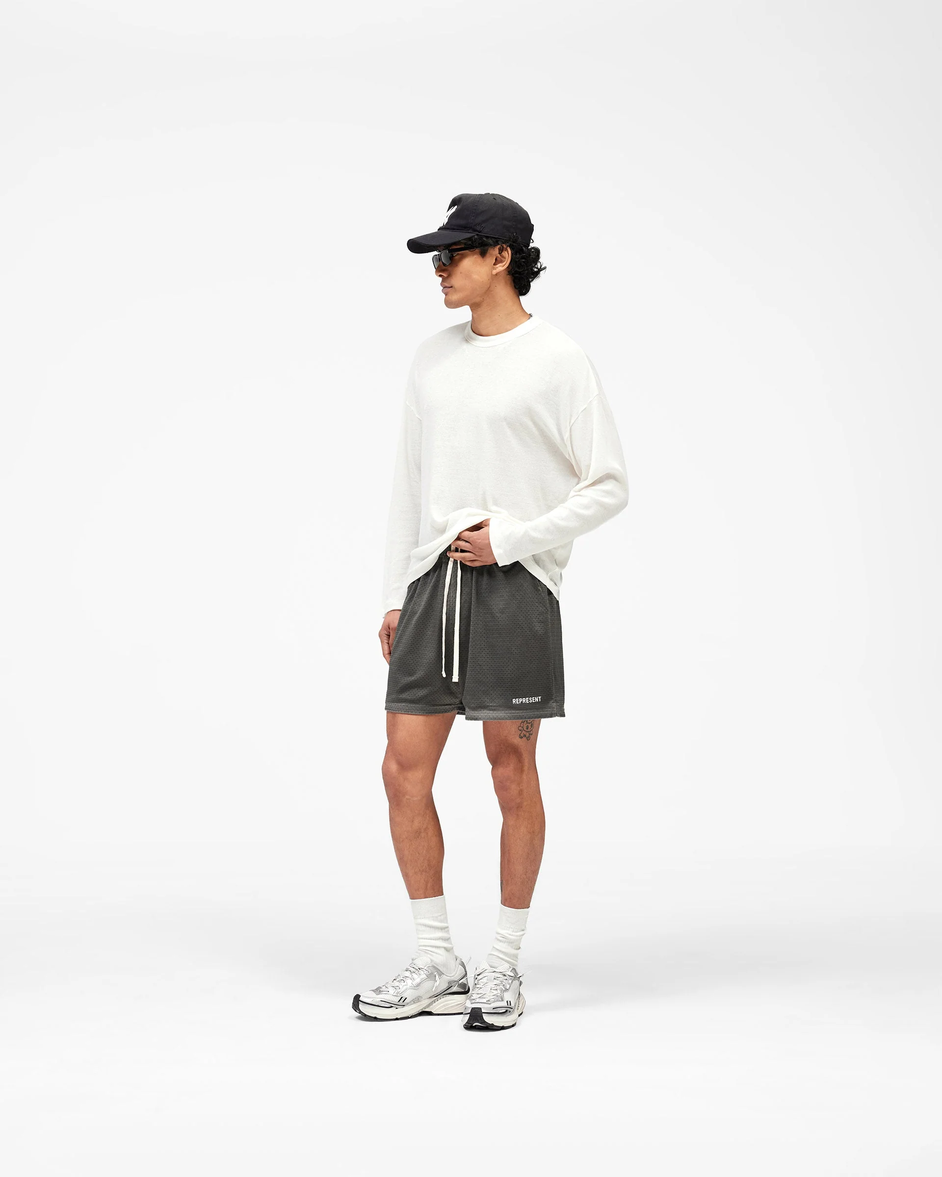 Washed Mesh Shorts - Vintage Grey - Image 8
