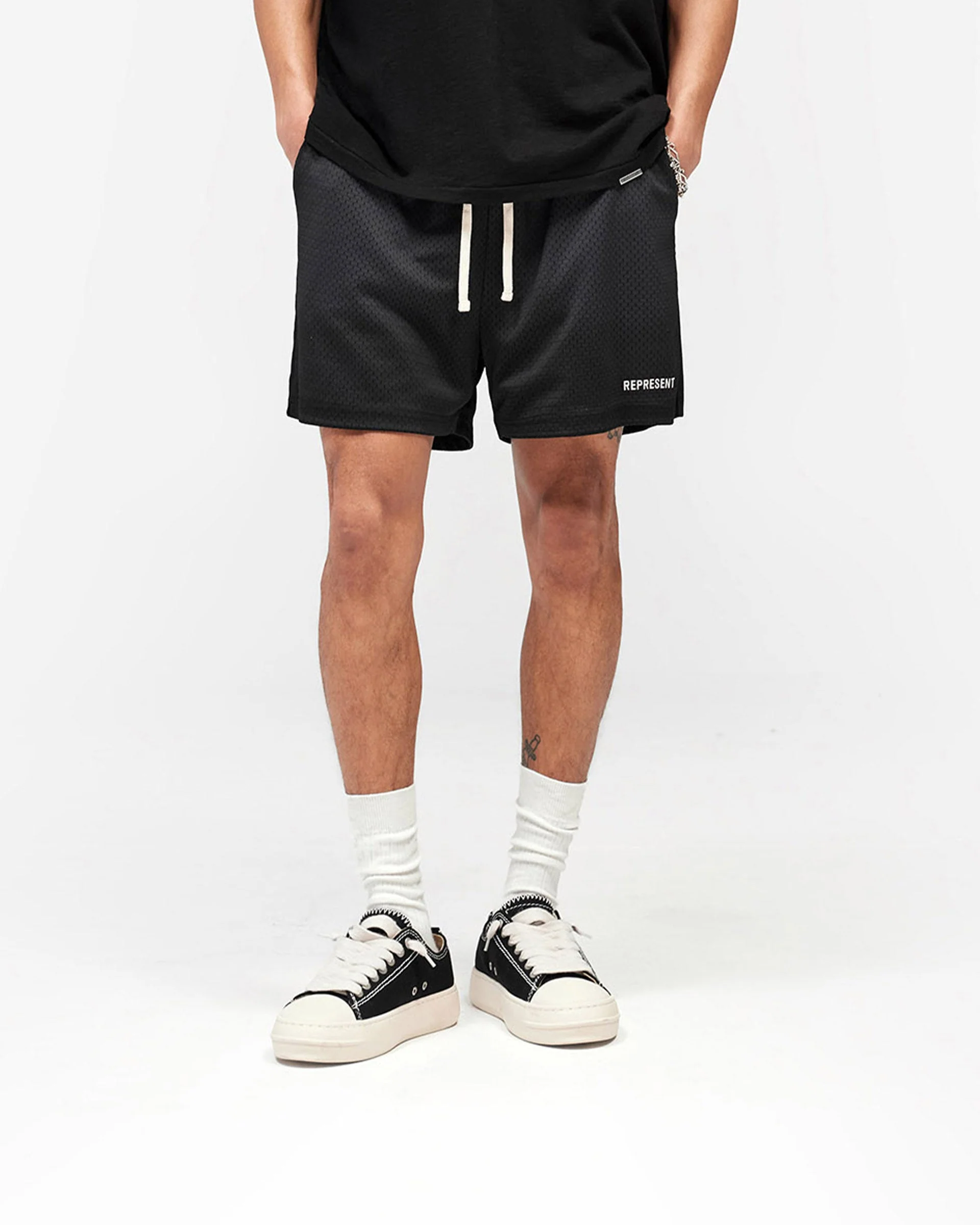 Washed Mesh Shorts - Black - Image 3