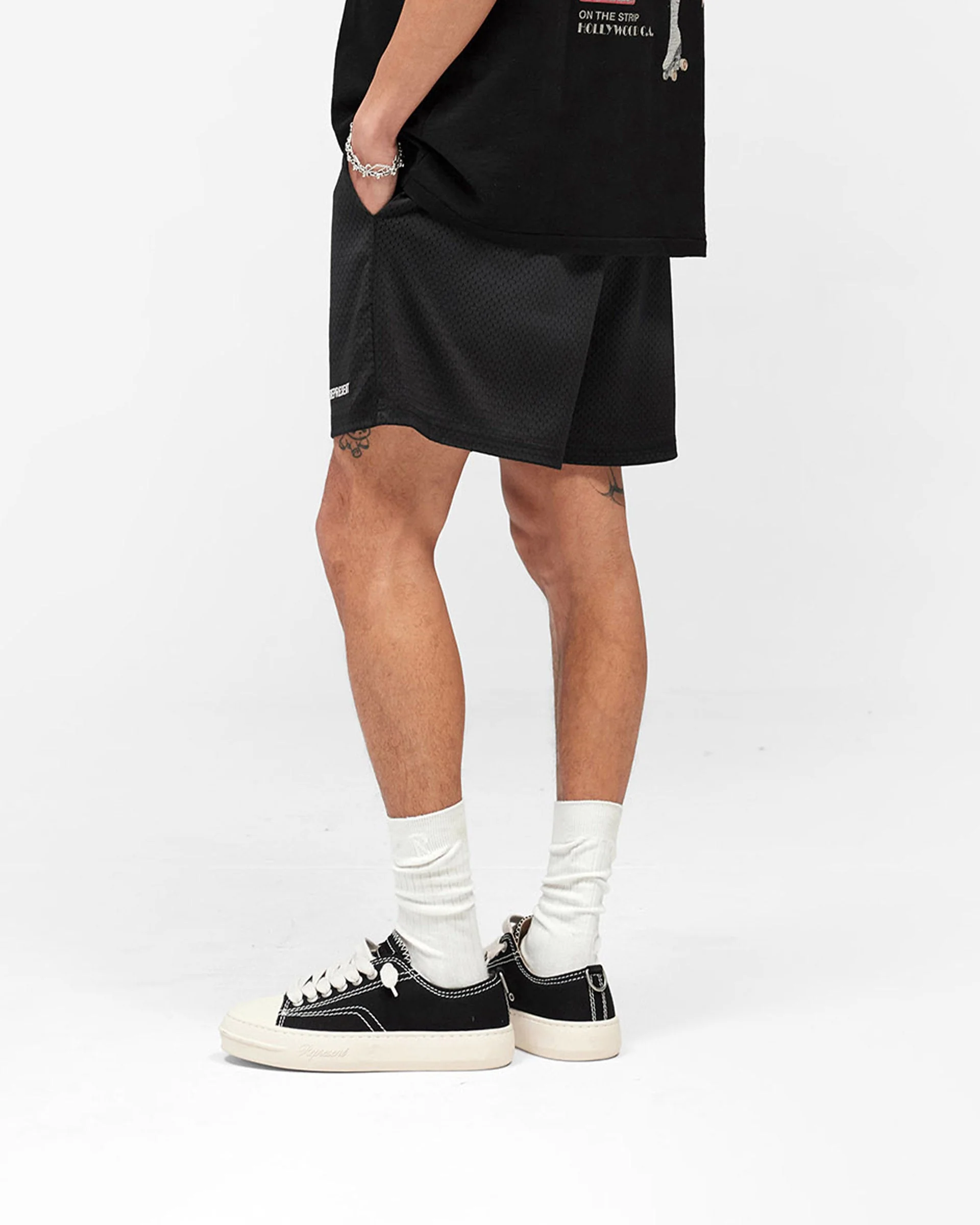 Washed Mesh Shorts - Black - Image 4