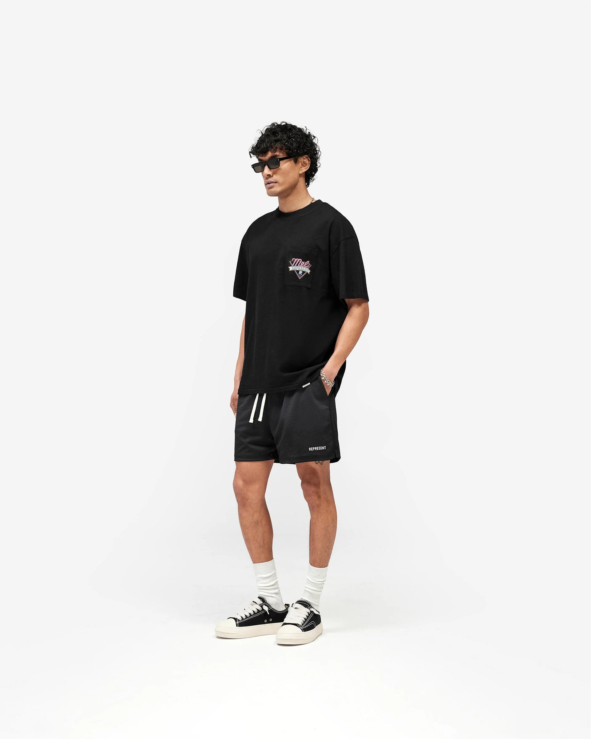 Washed Mesh Shorts - Black - Image 7
