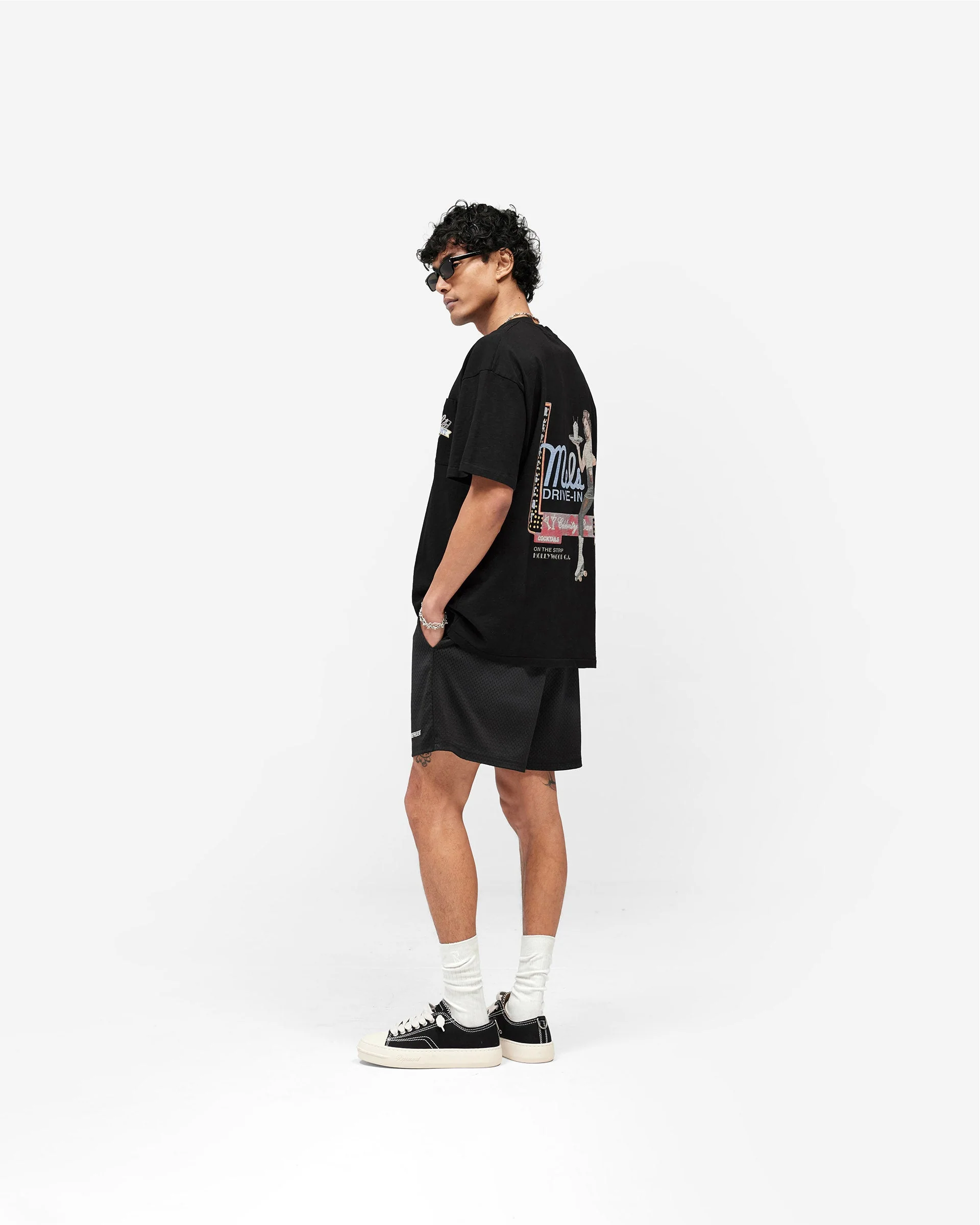 Washed Mesh Shorts - Black - Image 8