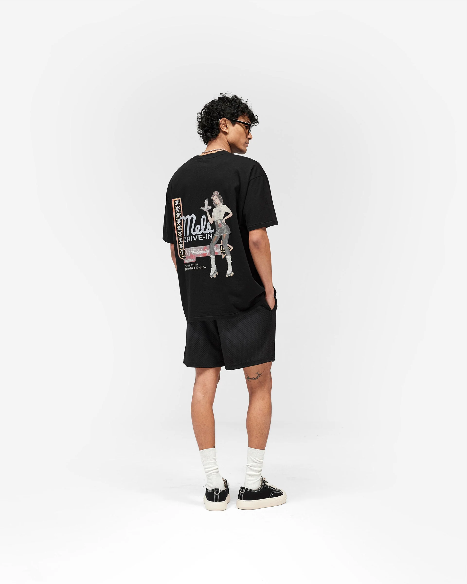 Washed Mesh Shorts - Black - Image 9