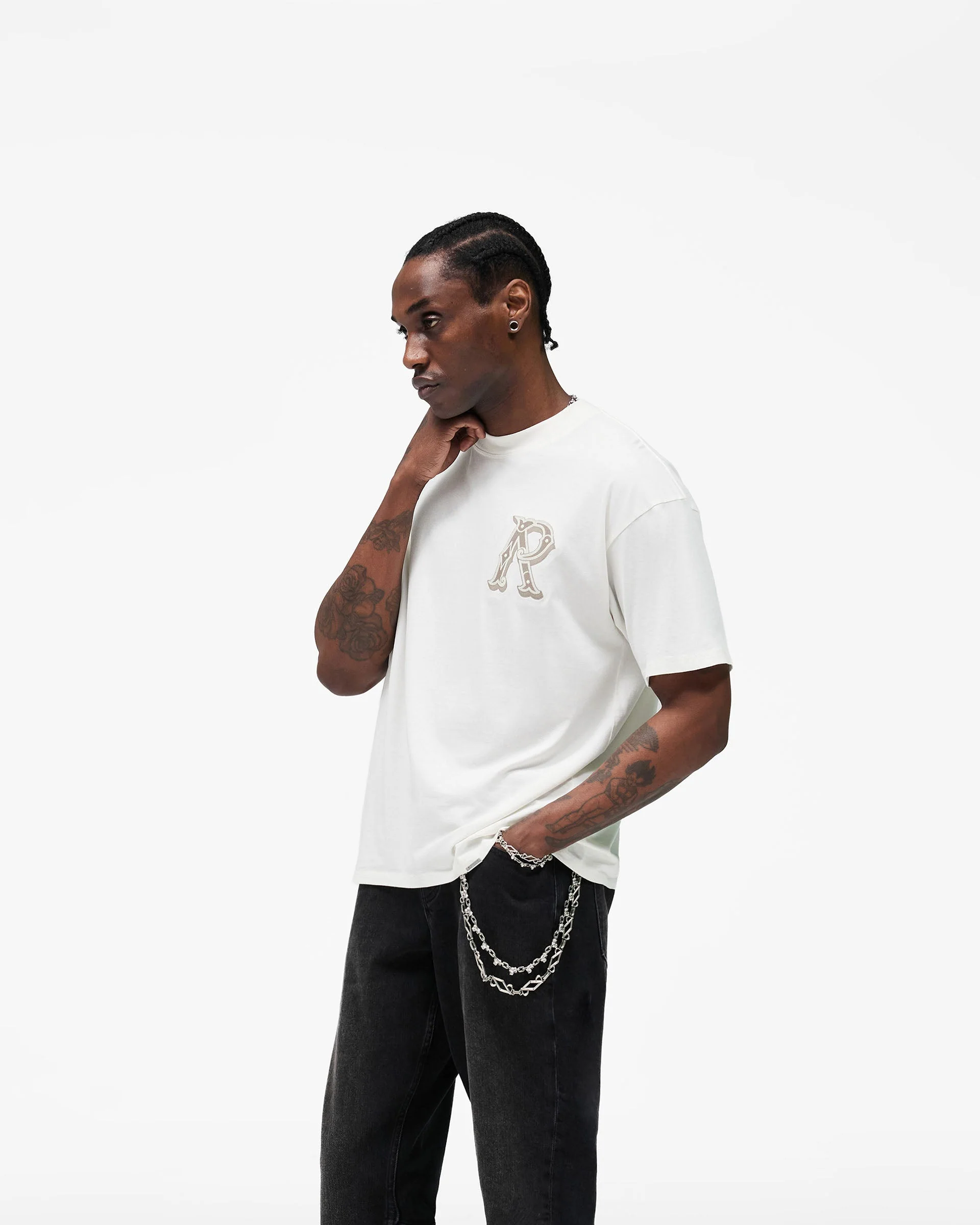Western Initial T-Shirt - Flat White - Image 2