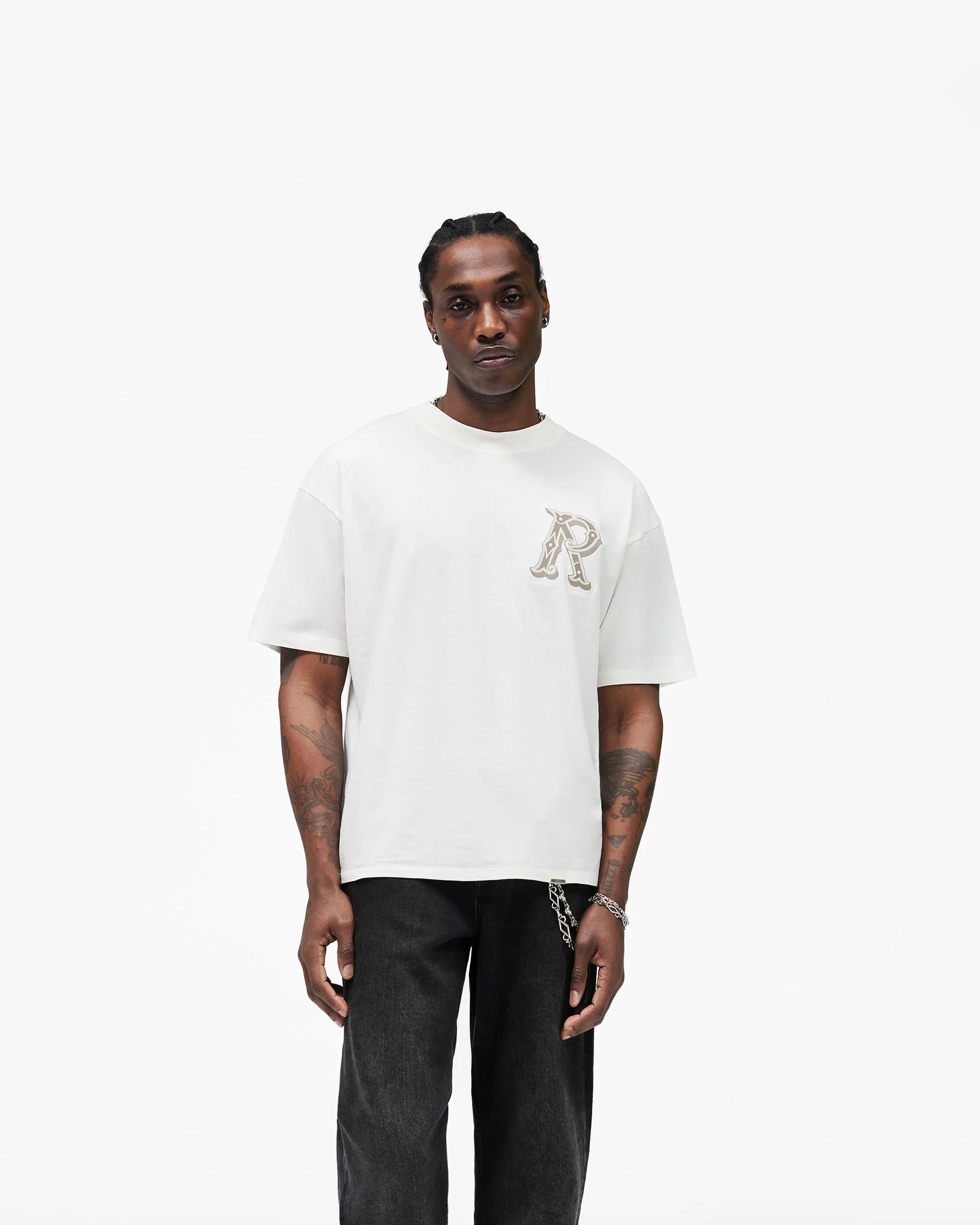 Western Initial T-Shirt - Flat White - Image 3