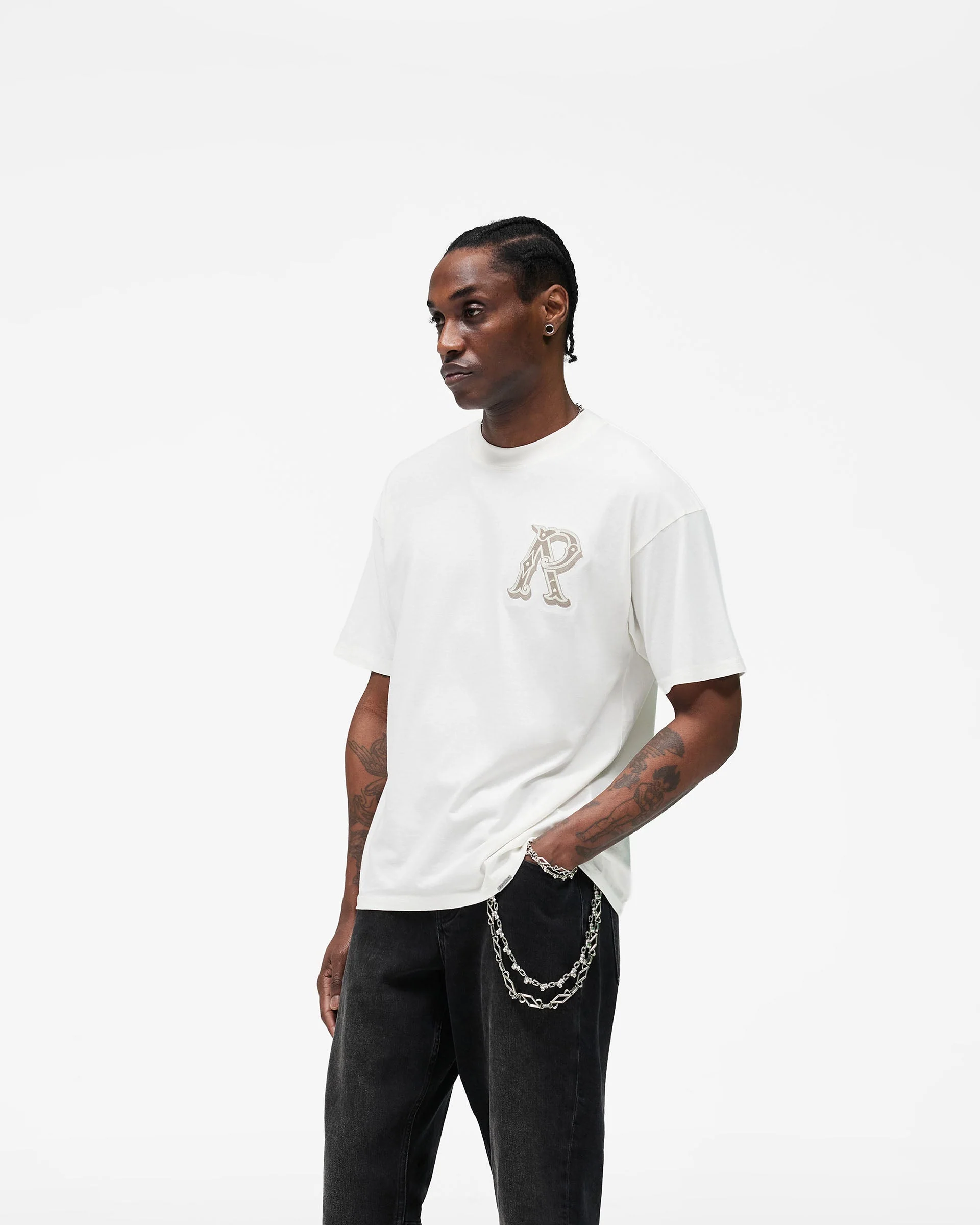 Western Initial T-Shirt - Flat White - Image 4