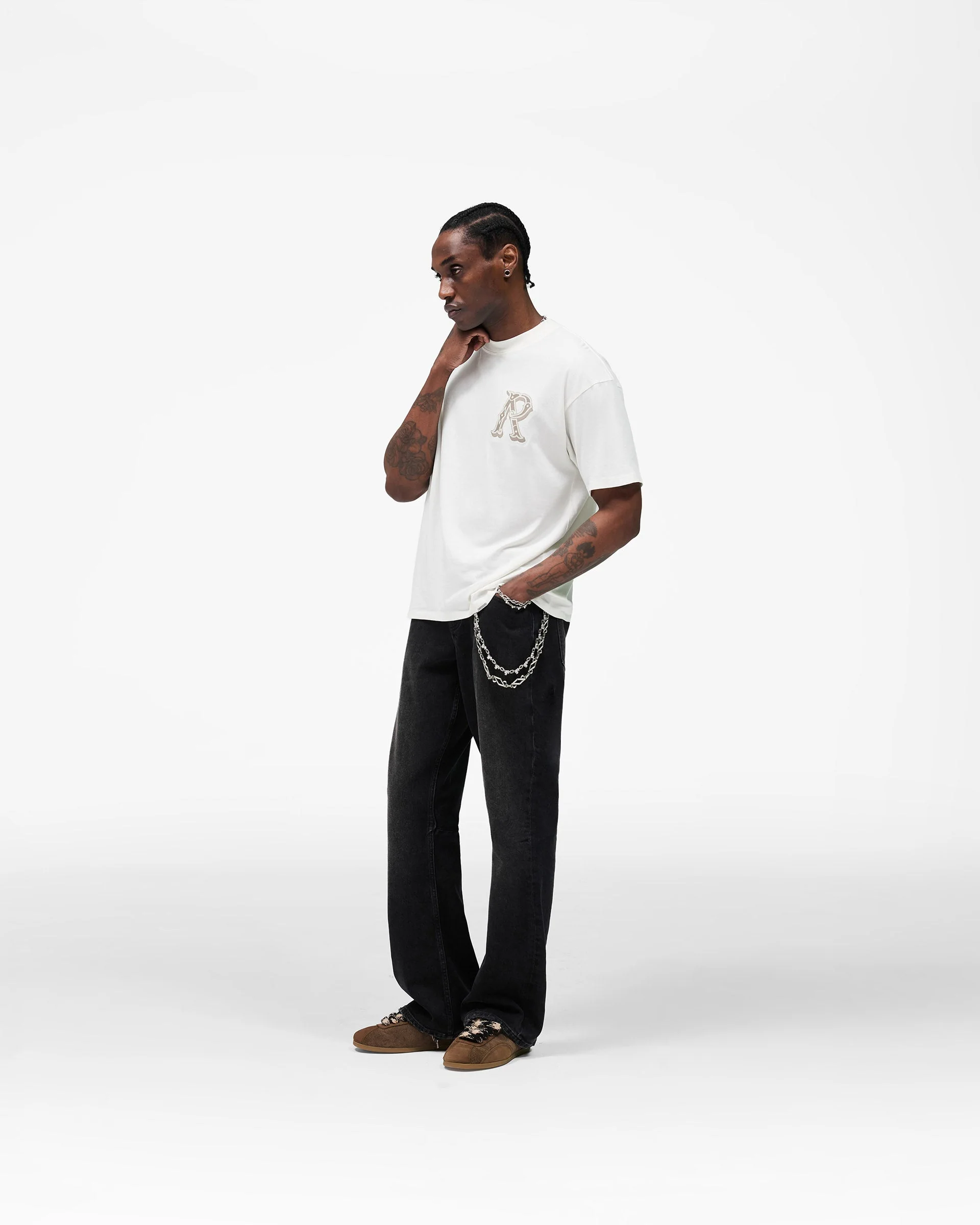 Western Initial T-Shirt - Flat White - Image 9