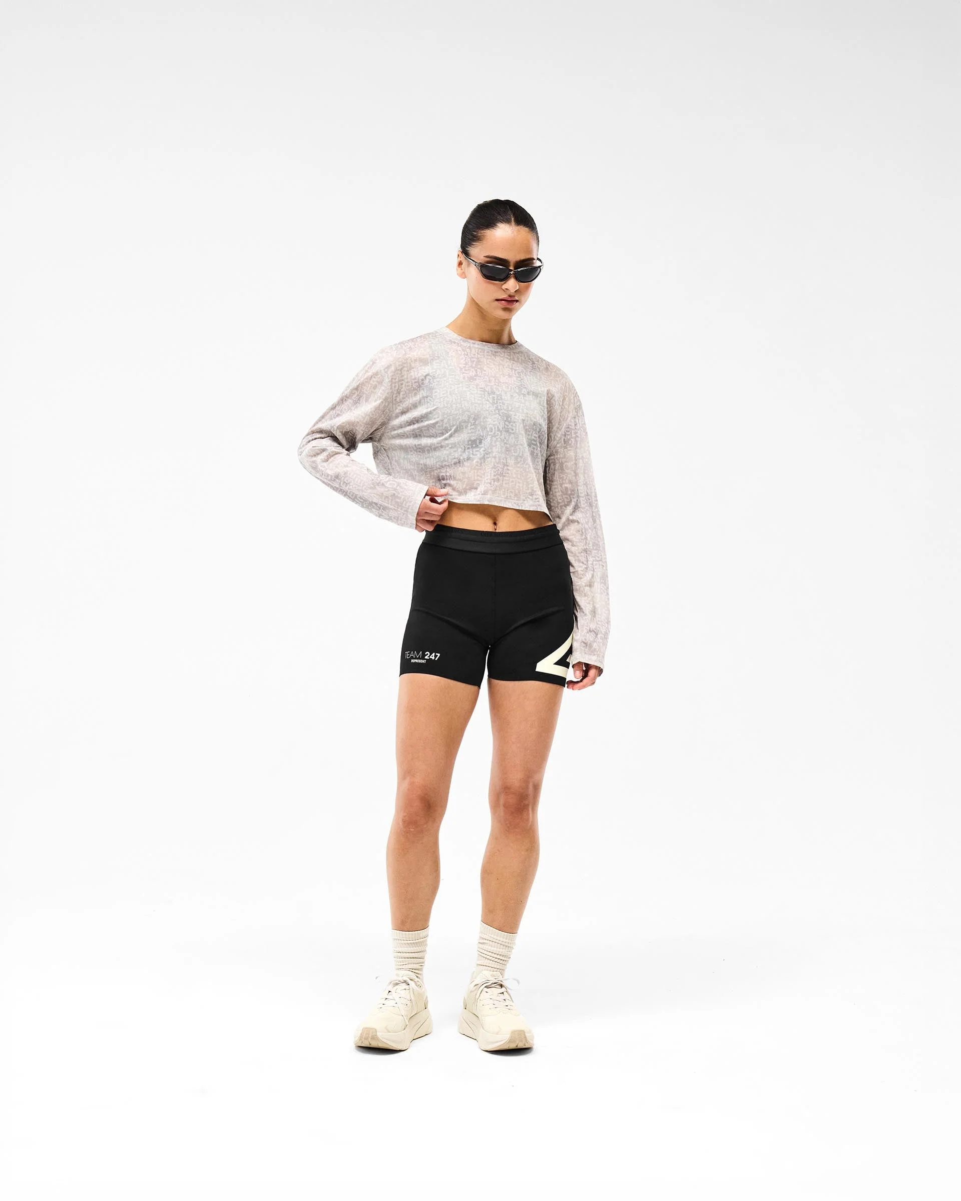 247 Glitch Cropped Training T-Shirt - Grey - Image 3