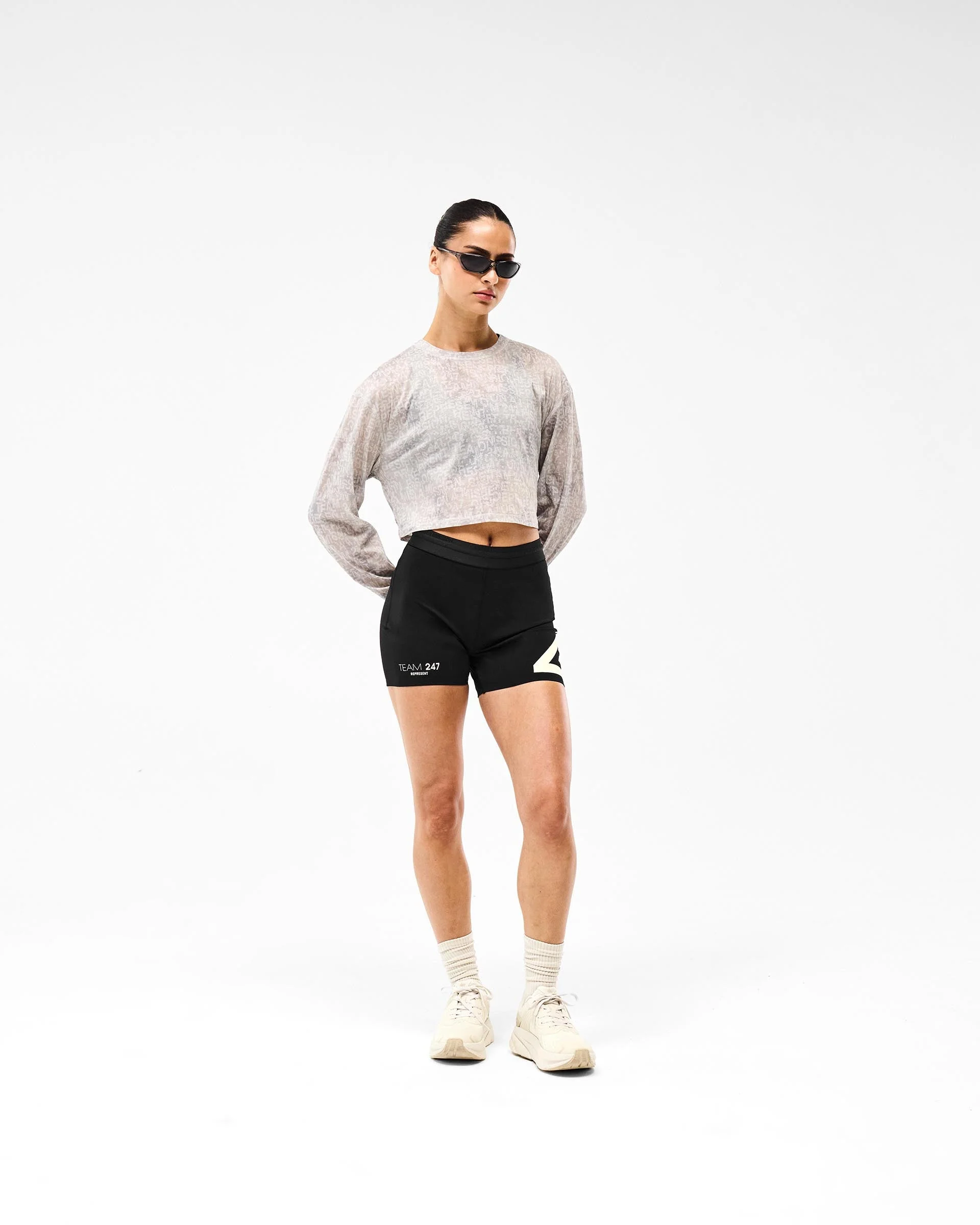 247 Glitch Cropped Training T-Shirt - Grey - Image 5