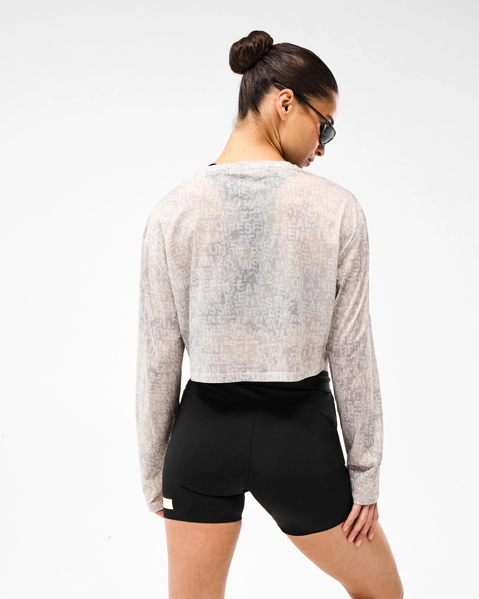 247 Glitch Cropped Training T-Shirt - Grey - Image 7