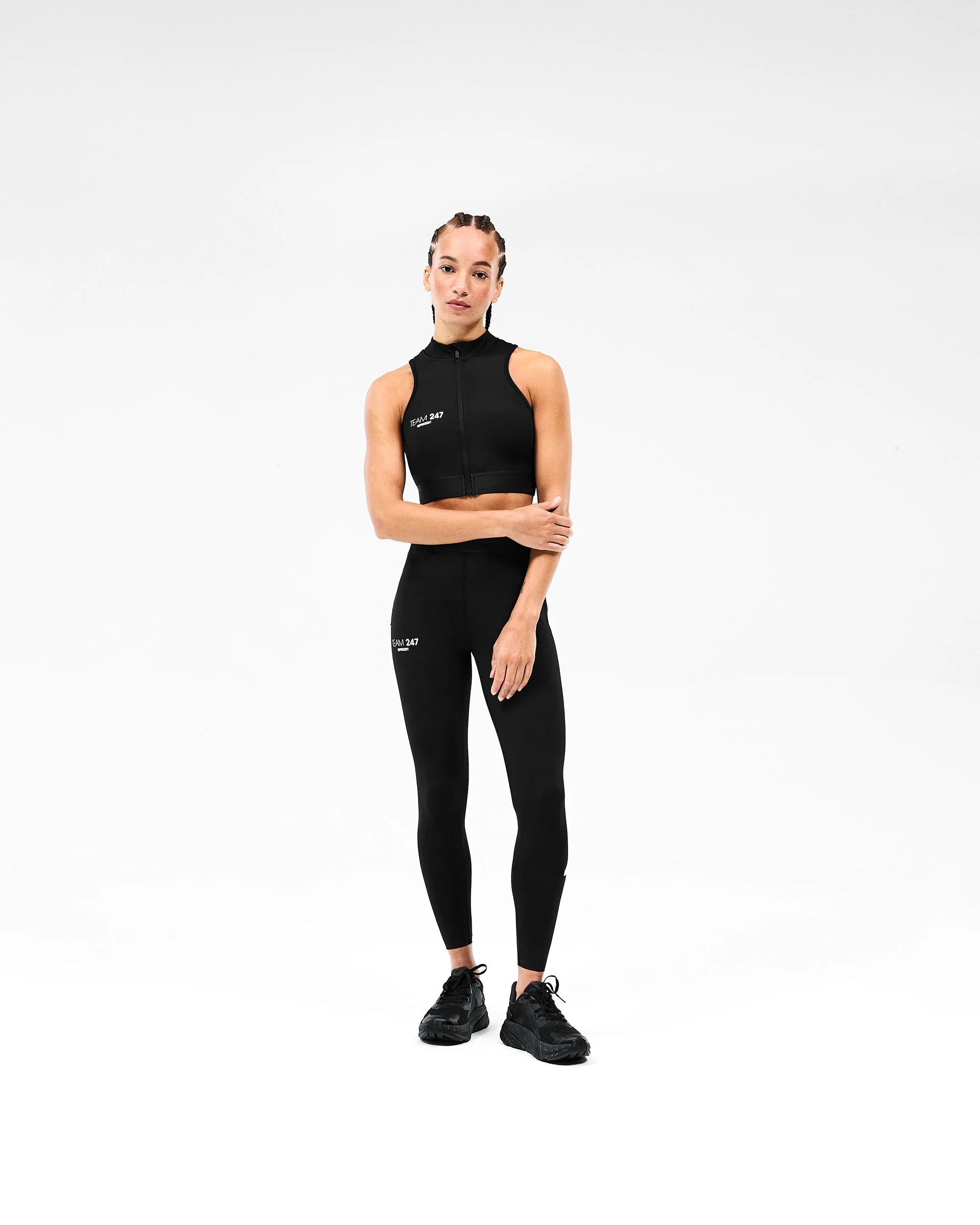 247 Zip Front Performance Crop - Black - Image 3