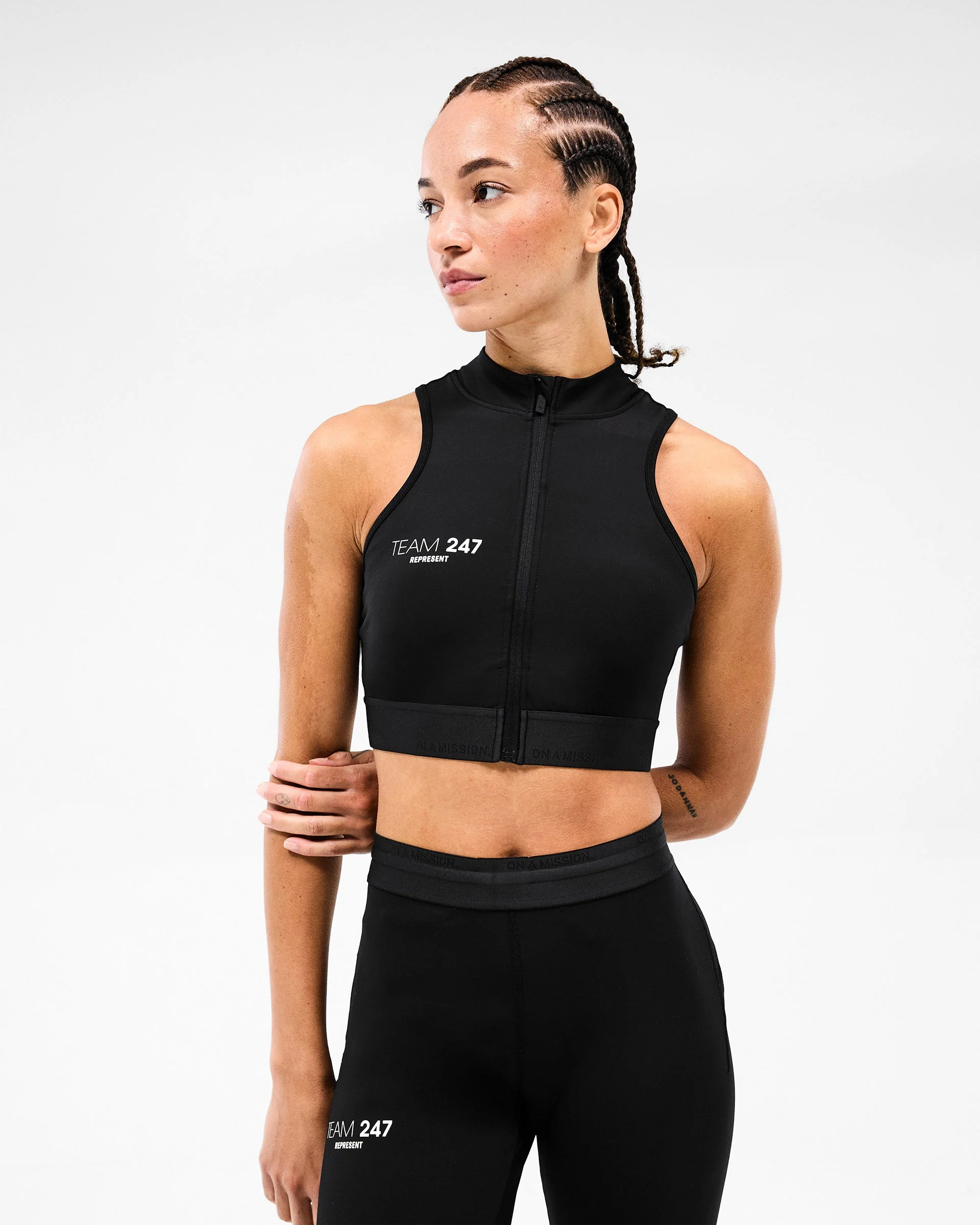 247 Zip Front Performance Crop - Black - Image 4
