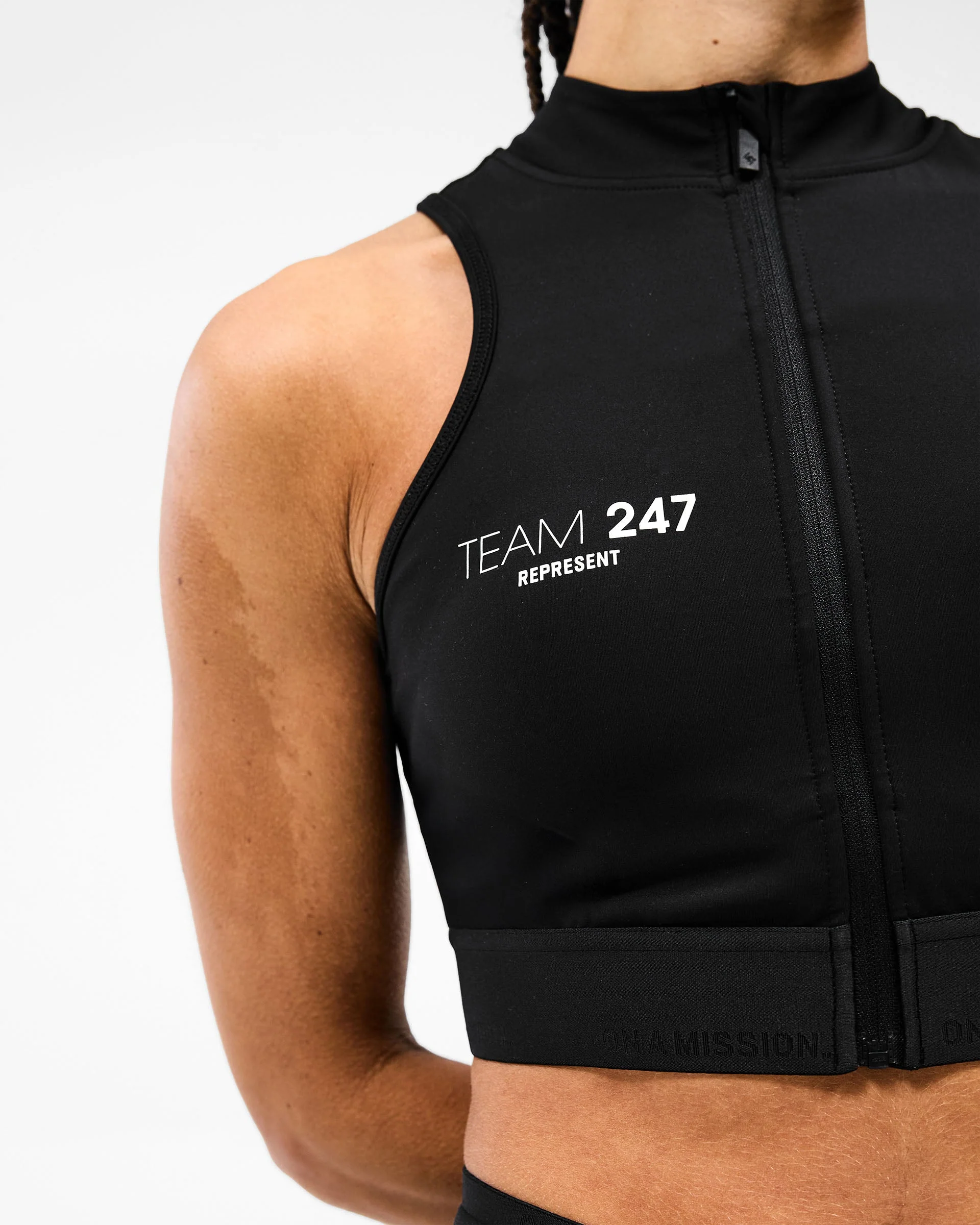 247 Zip Front Performance Crop - Black - Image 5