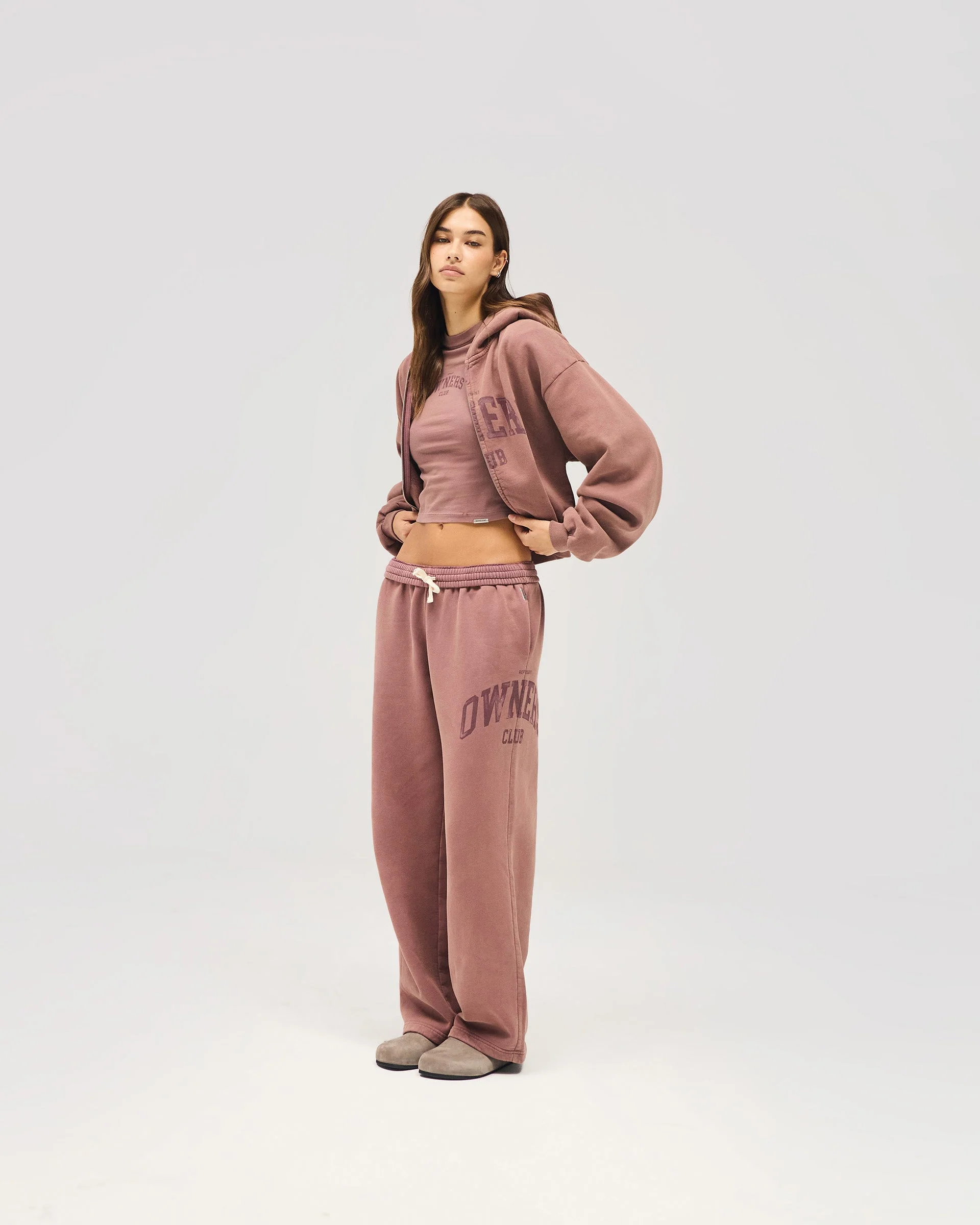 Represent Owners Club Zip Through Hoodie - Smoked Rose - Image 2