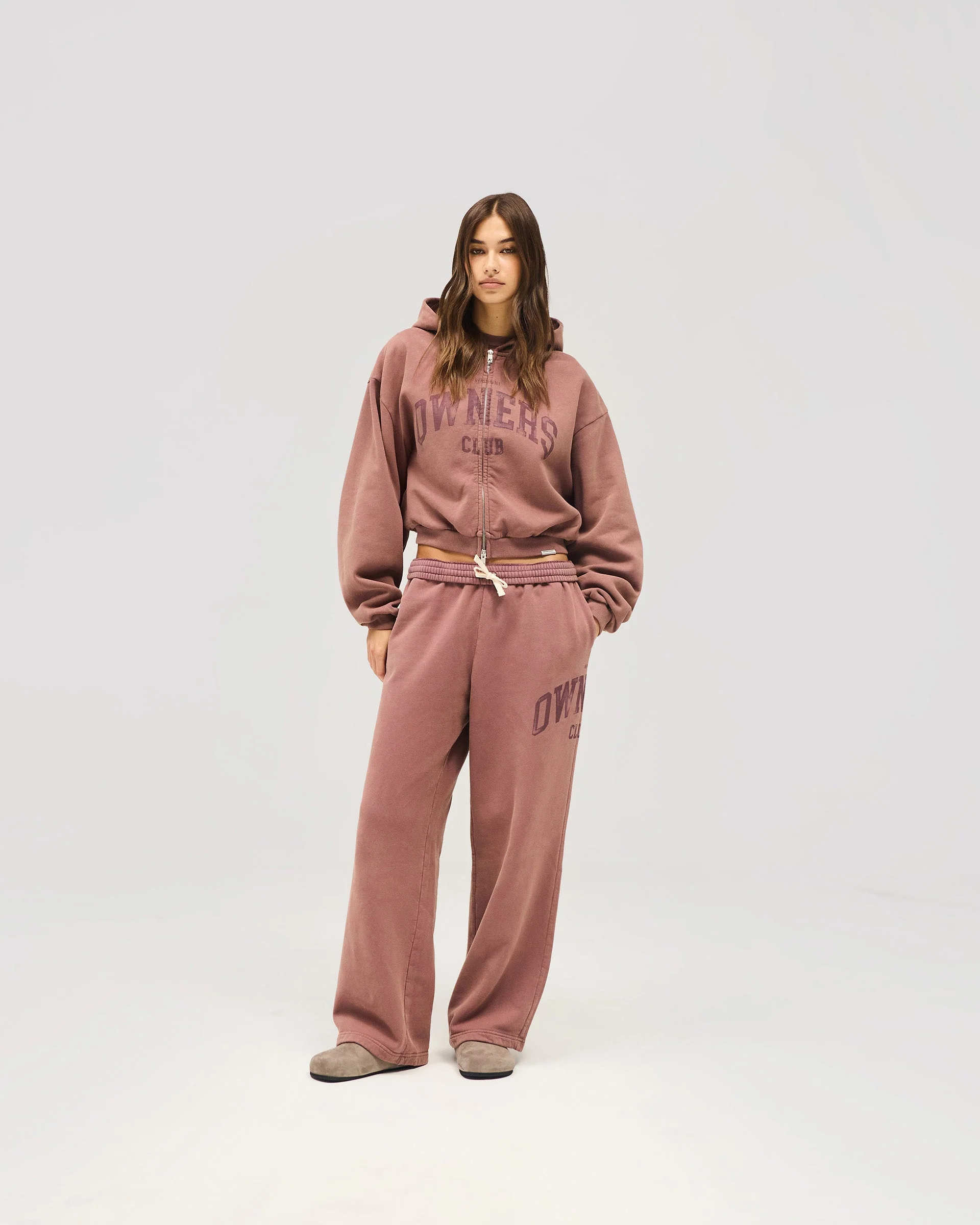 Represent Owners Club Zip Through Hoodie - Smoked Rose - Image 3