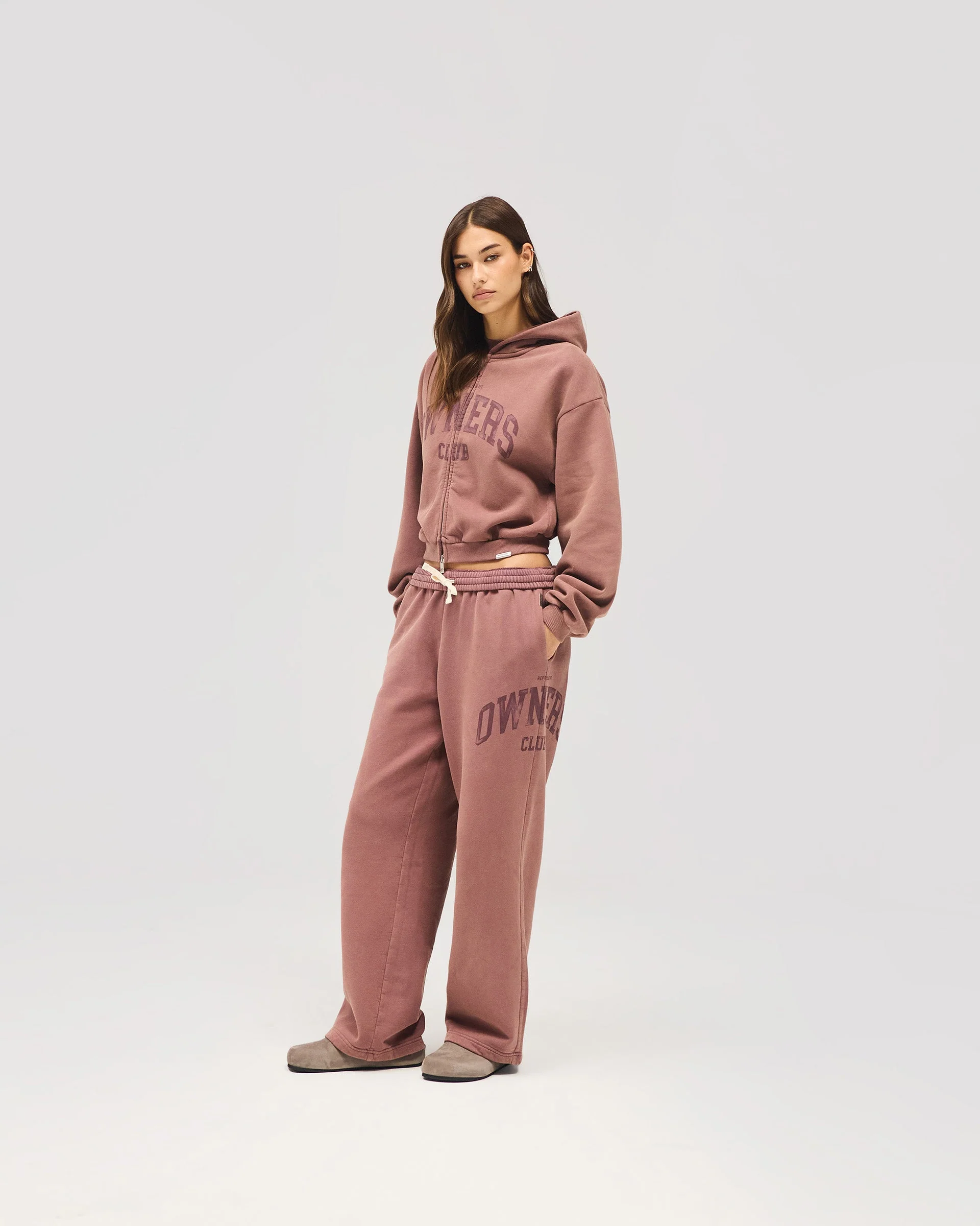 Represent Owners Club Zip Through Hoodie - Smoked Rose - Image 4