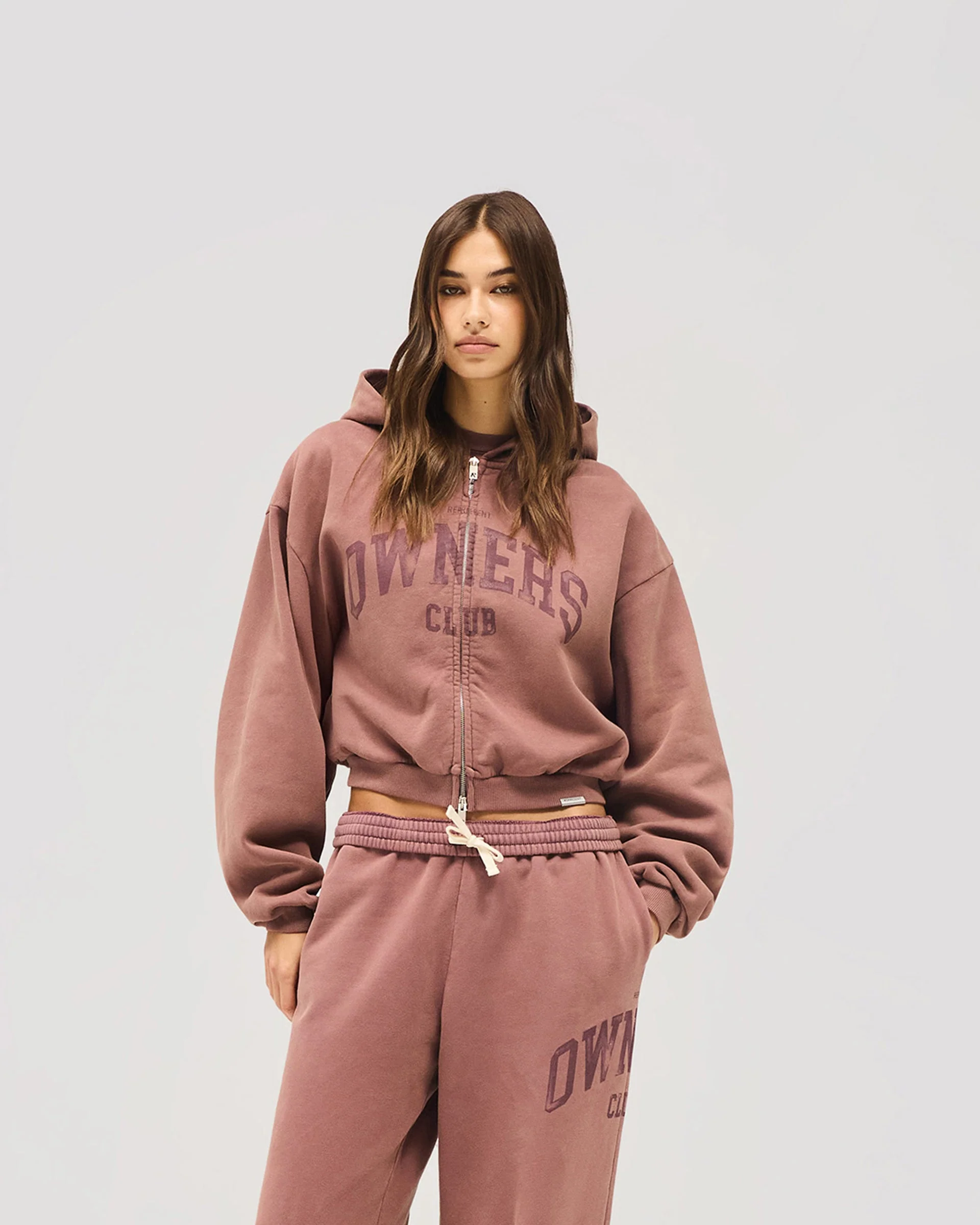 Represent Owners Club Zip Through Hoodie - Smoked Rose - Image 7