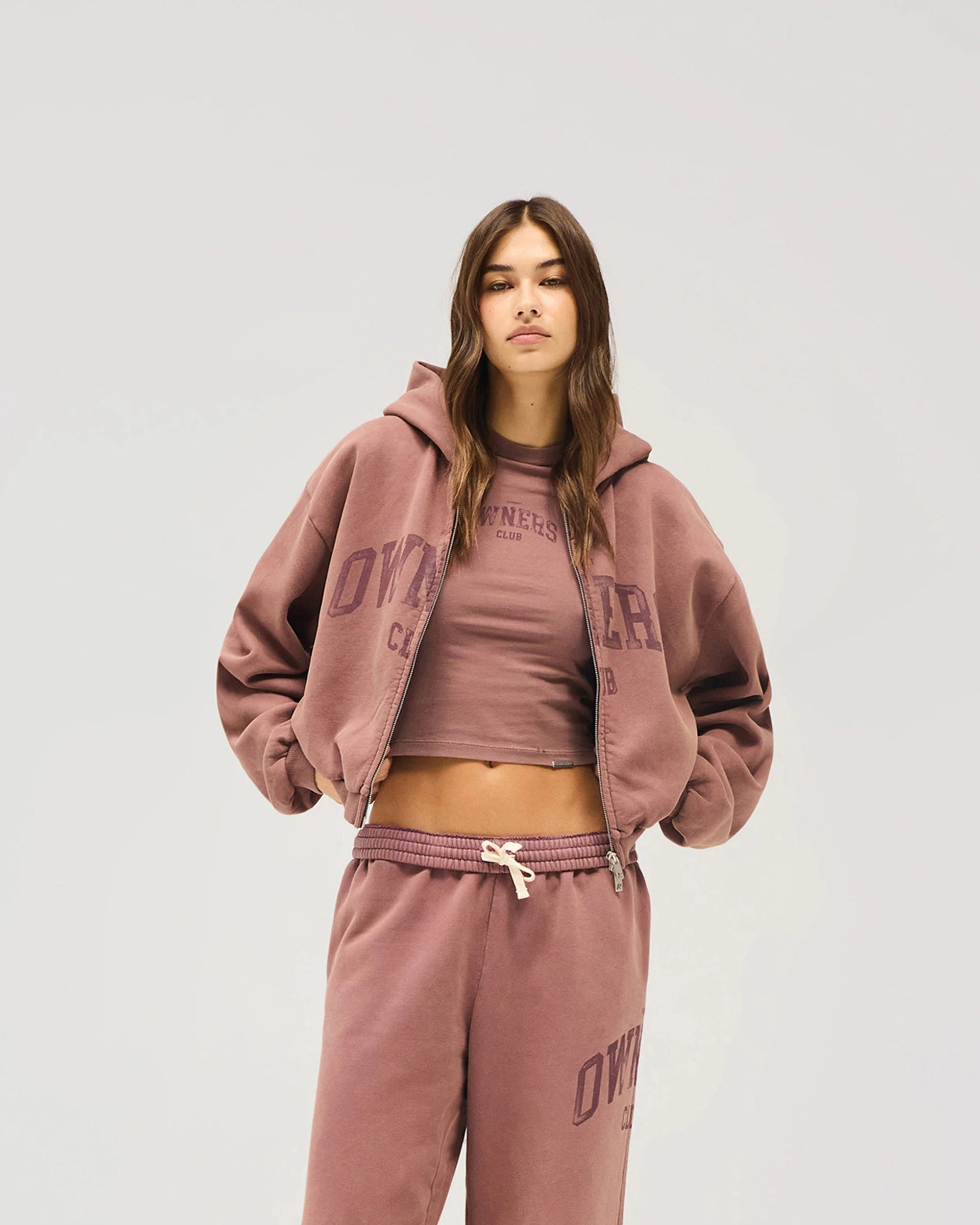Represent Owners Club Zip Through Hoodie - Smoked Rose - Image 8