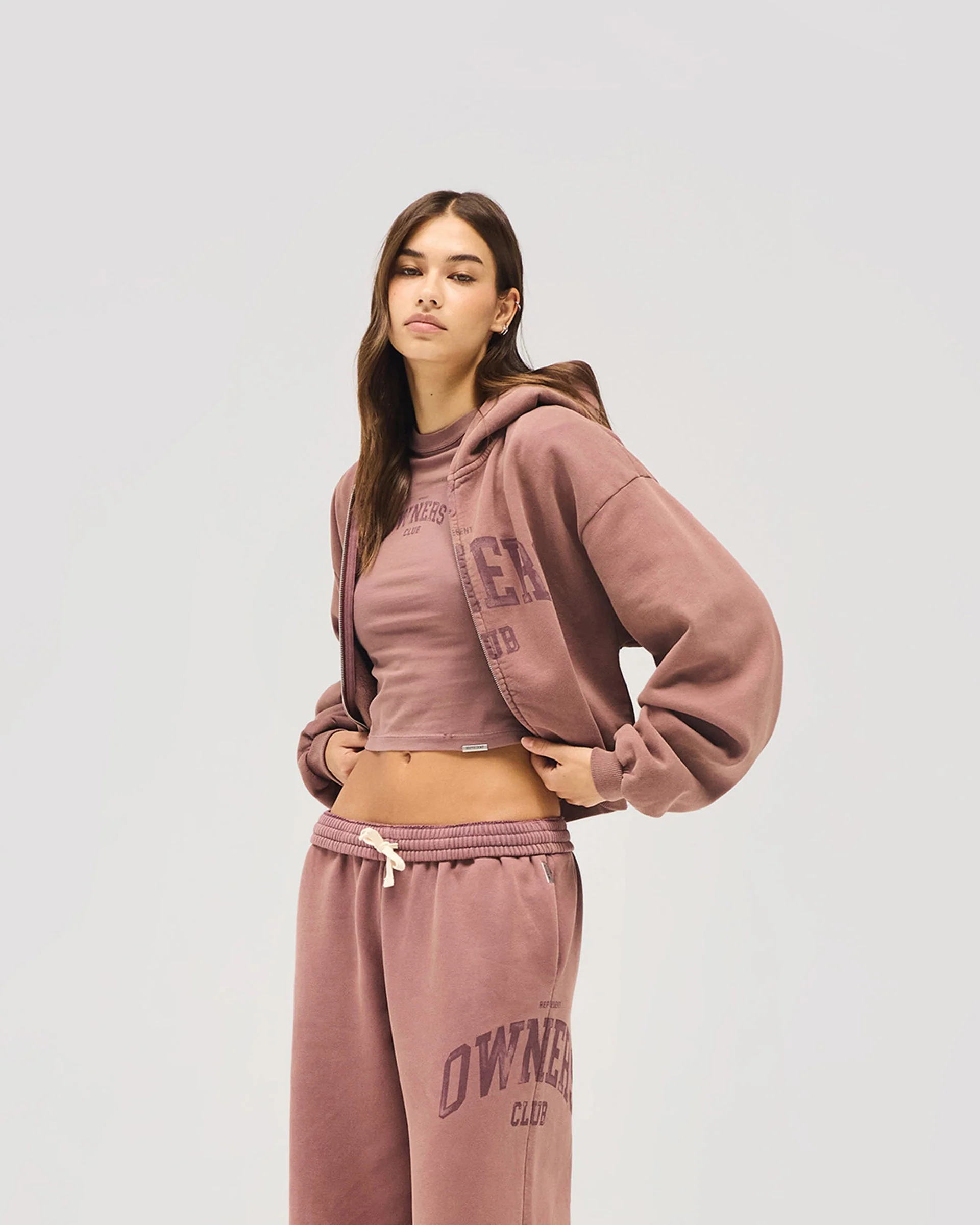Represent Owners Club Zip Through Hoodie - Smoked Rose - Image 9