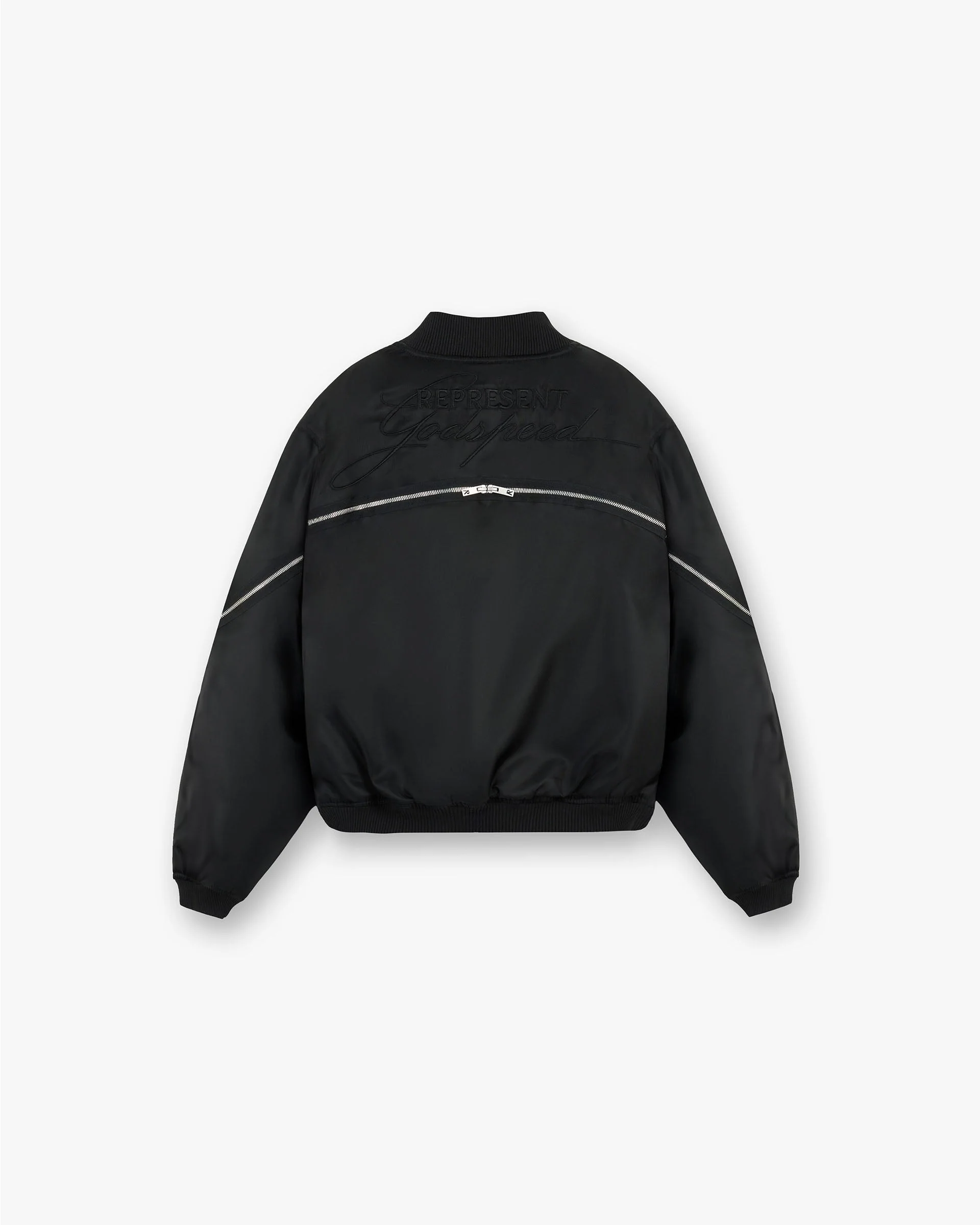 Zip Back Bomber Jacket - Jet Black - Image 2
